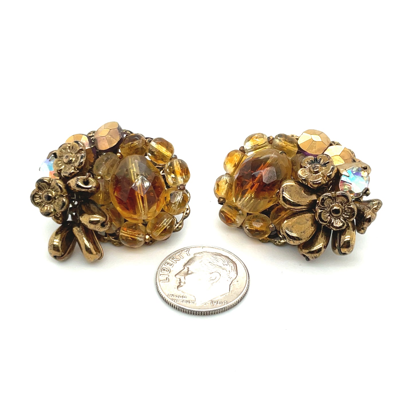 Hattie Carnegie Costume Jewelry Clip On Earrings