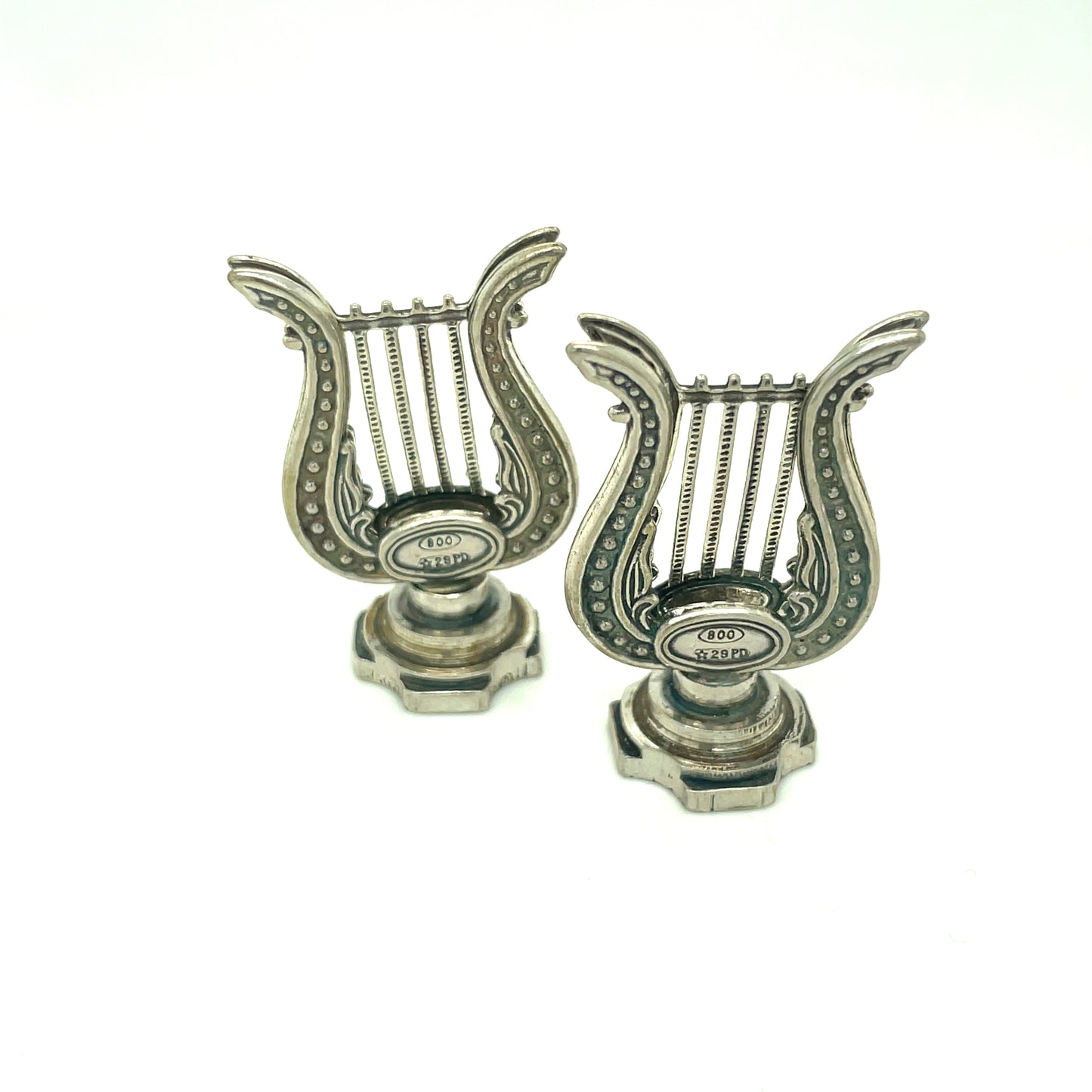 Vintage Pair Of 800 Silver Music Stand Place Card Holders