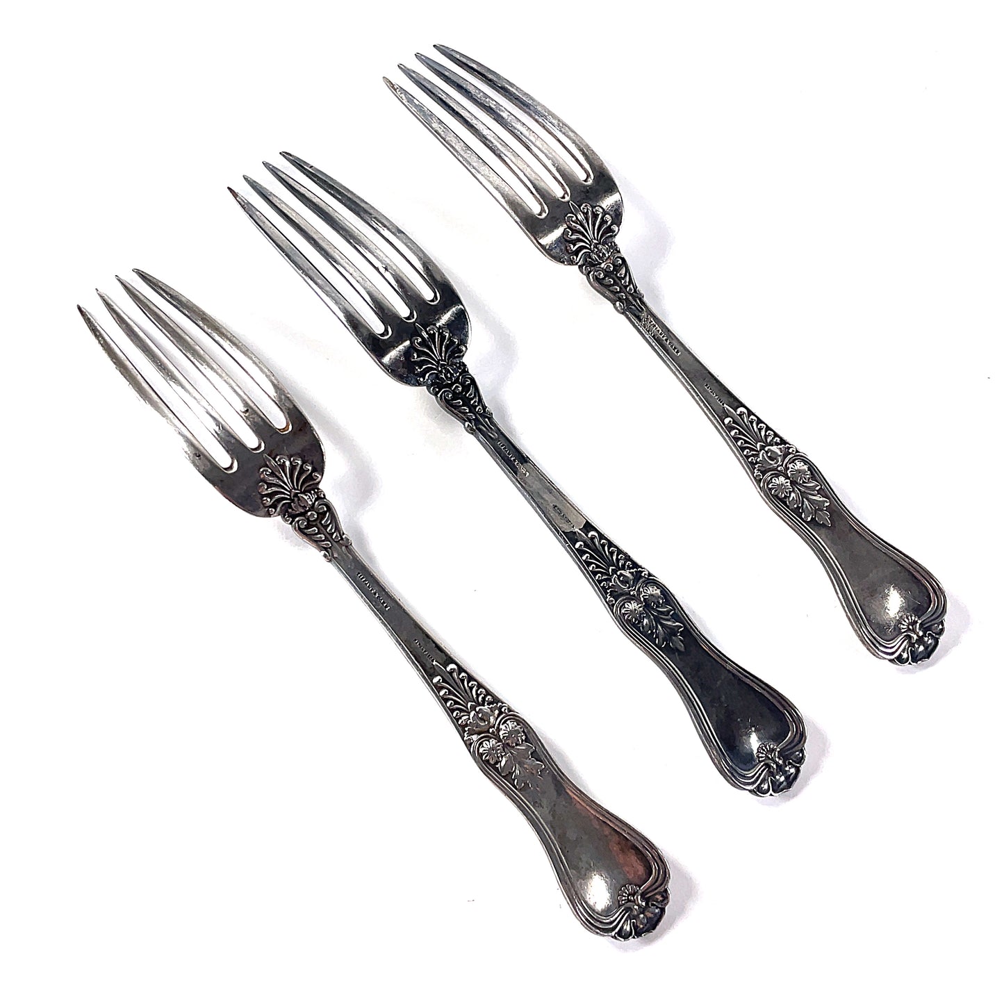 Antique Tiffany & CO Silverplate Regents 1884 Set of 3 Forks 7 1/4" Mono