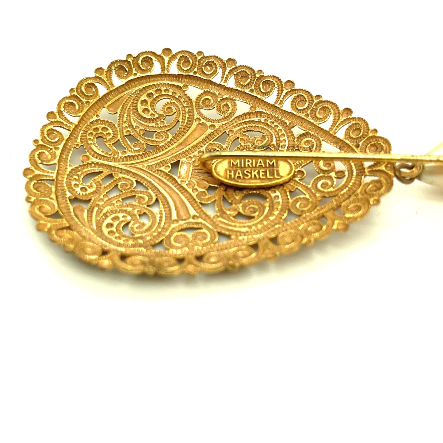 Miriam Haskell Gold Plated and Faux Pearl Hat Pin
