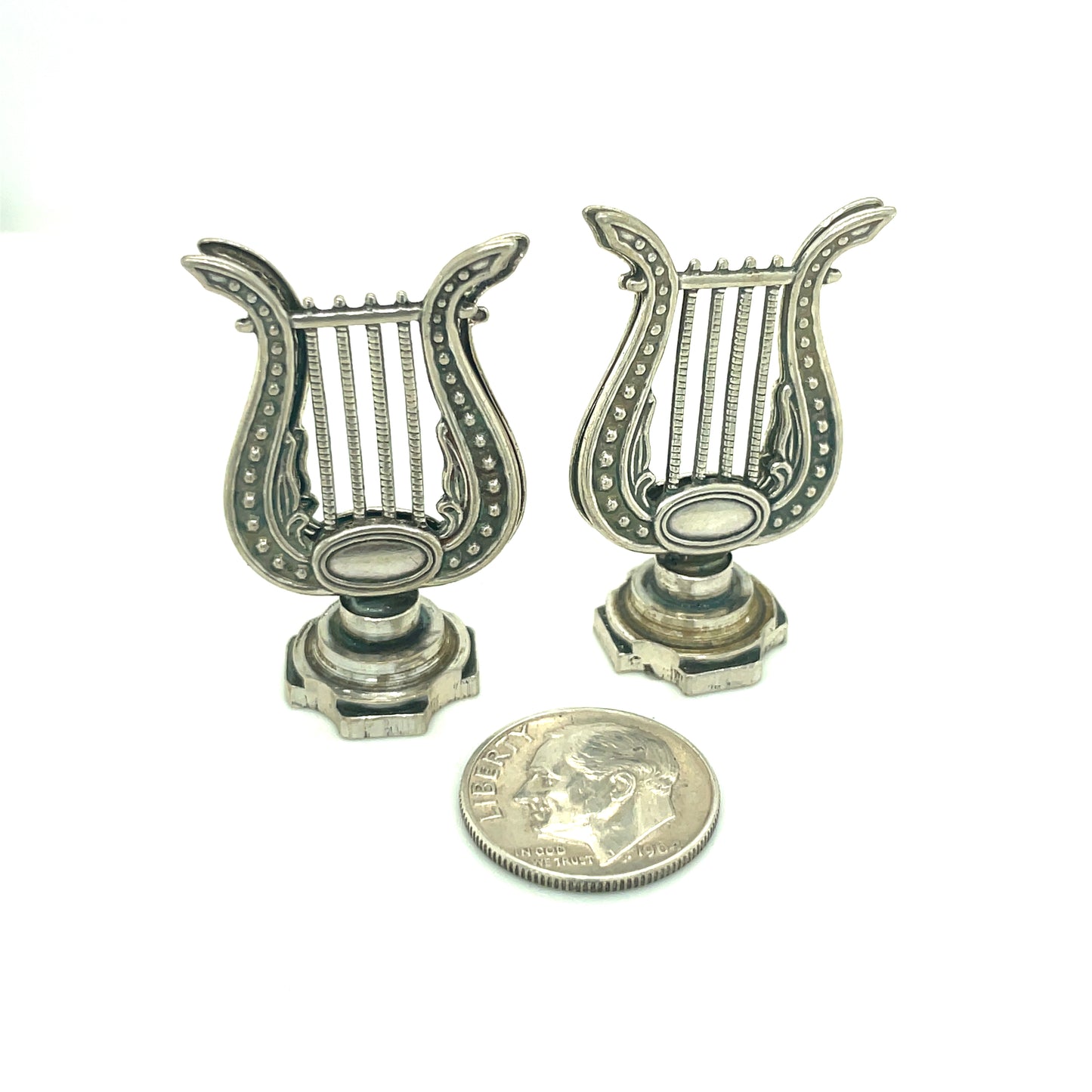 Vintage Pair Of 800 Silver Music Stand Place Card Holders