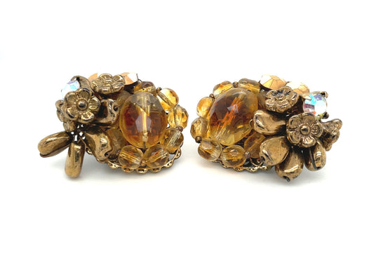 Hattie Carnegie Costume Jewelry Clip On Earrings