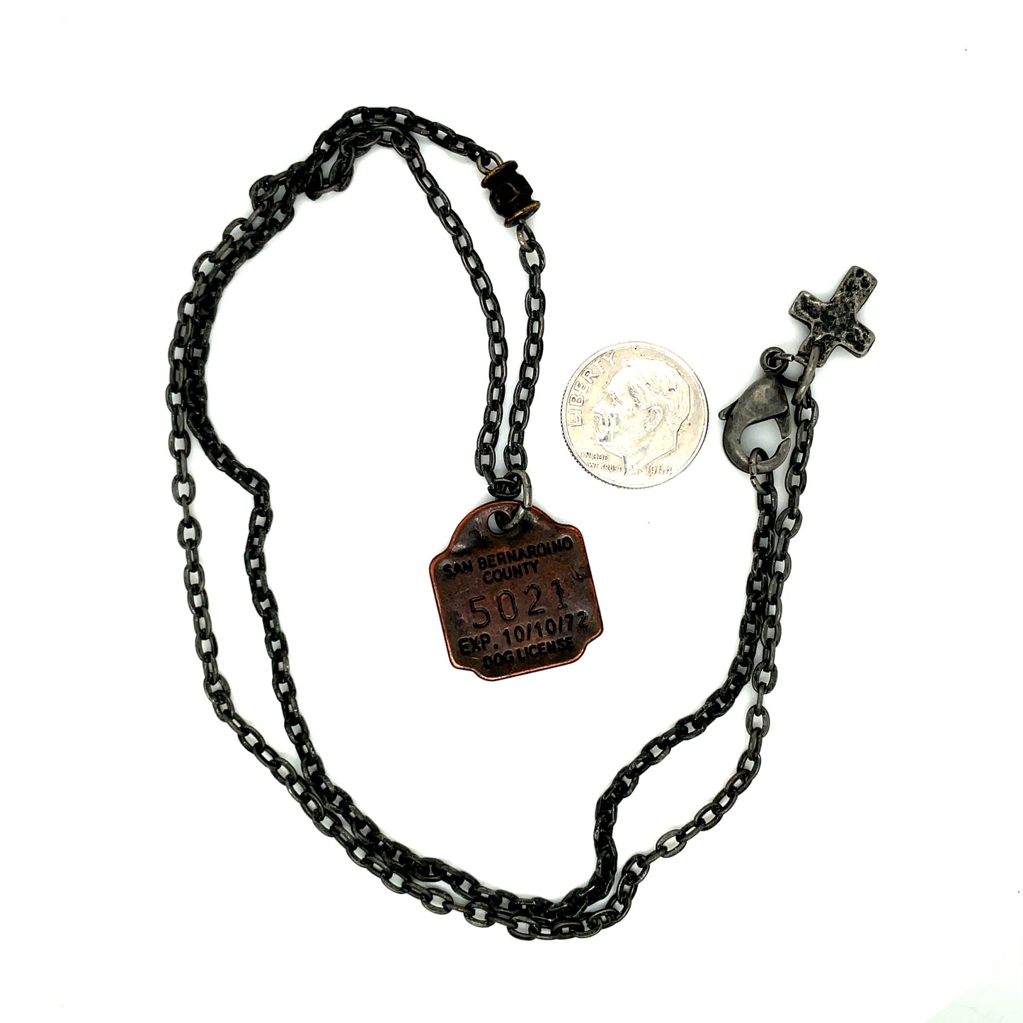 Dog Tag License San Bernardino County 5021 Exp. 10/10/72 Necklace