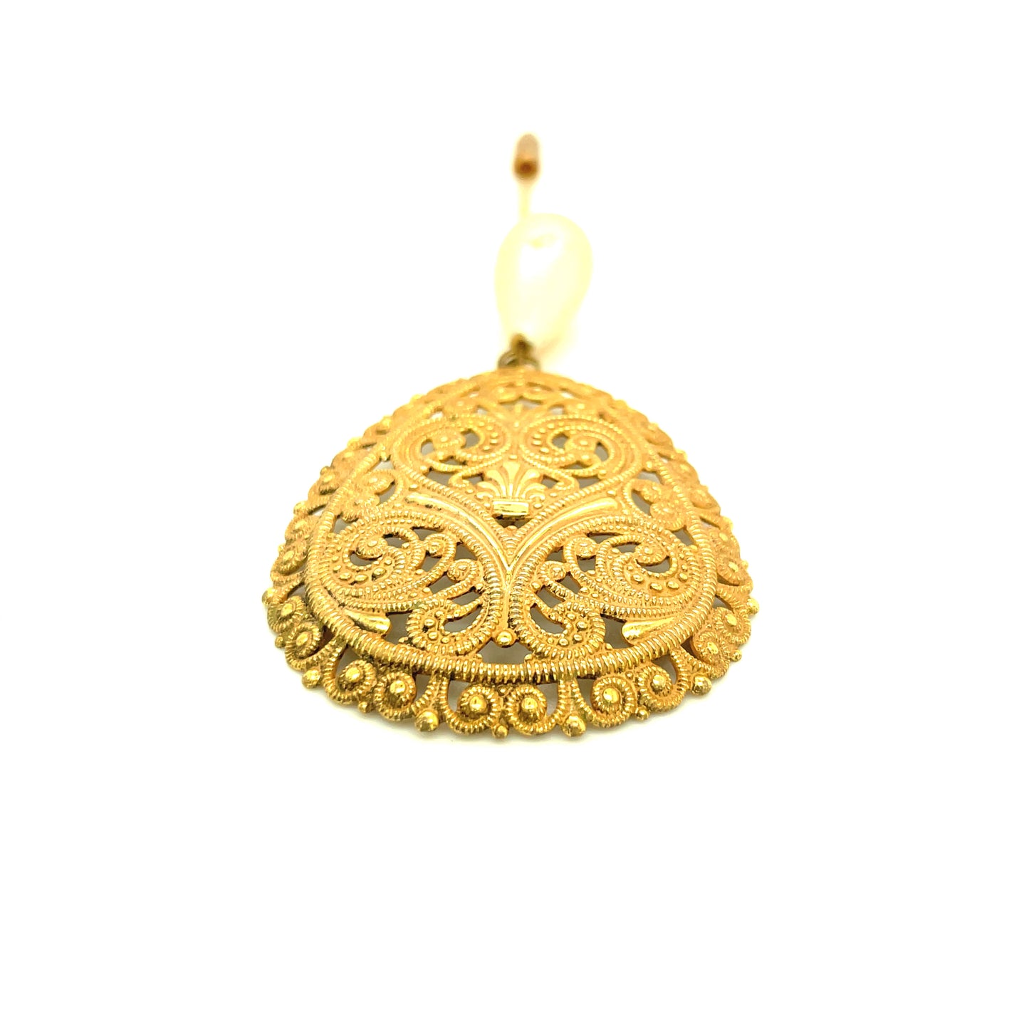 Miriam Haskell Gold Plated and Faux Pearl Hat Pin