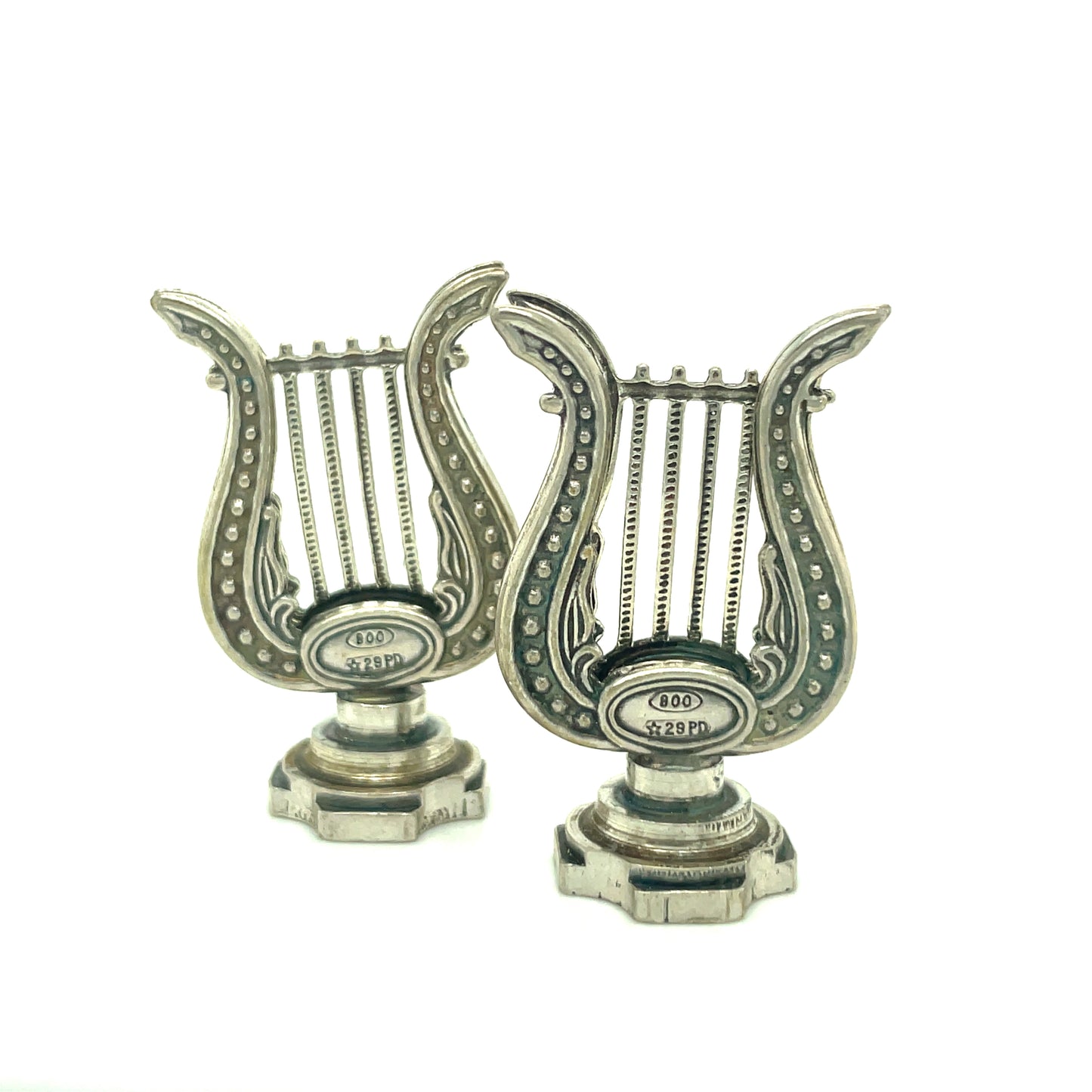 Vintage Pair Of 800 Silver Music Stand Place Card Holders