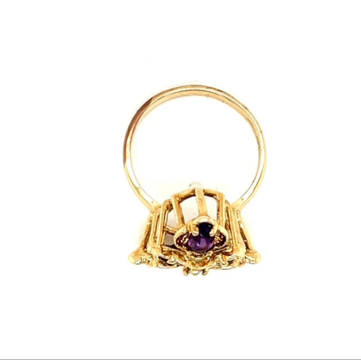 Vintage 10k Yellow Gold Amethyst and Diamond Ring Size 6