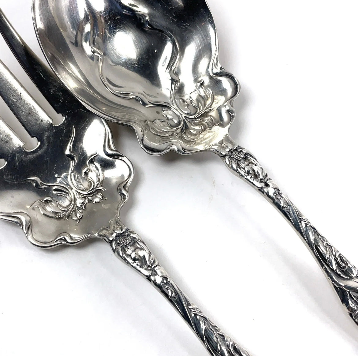 Antique Eton by Wallace & Sons Sterling Silver Meat Fork, Serving Spoon 7.16 oz