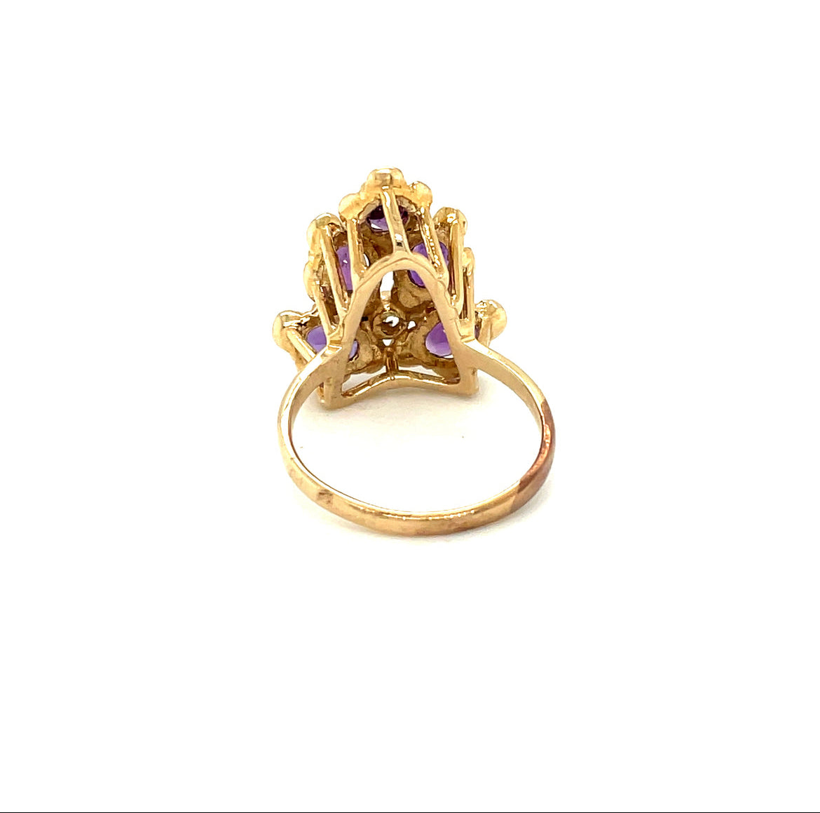 Vintage 10k Yellow Gold Amethyst and Diamond Ring Size 6