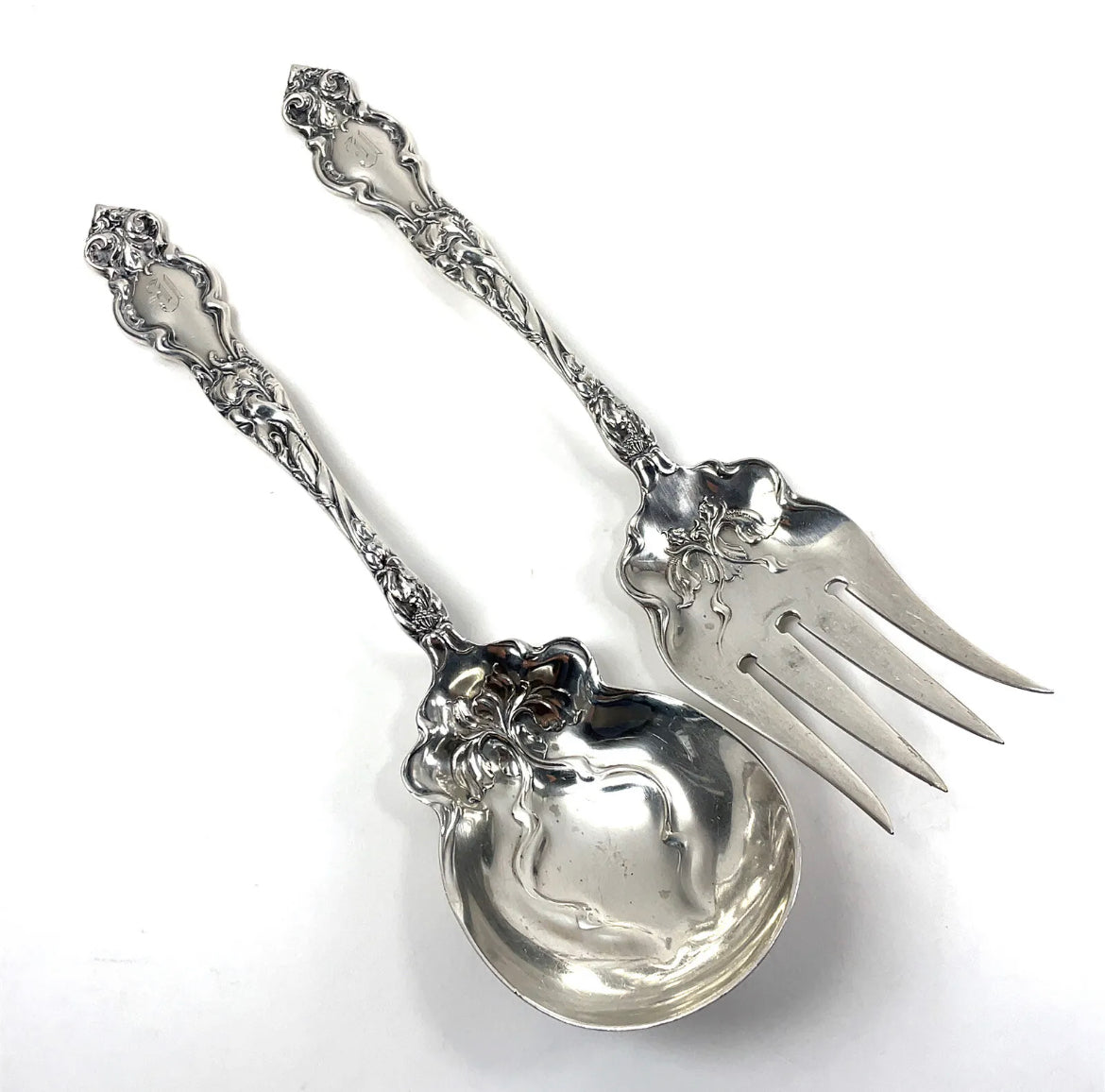Antique Eton by Wallace & Sons Sterling Silver Meat Fork, Serving Spoon 7.16 oz