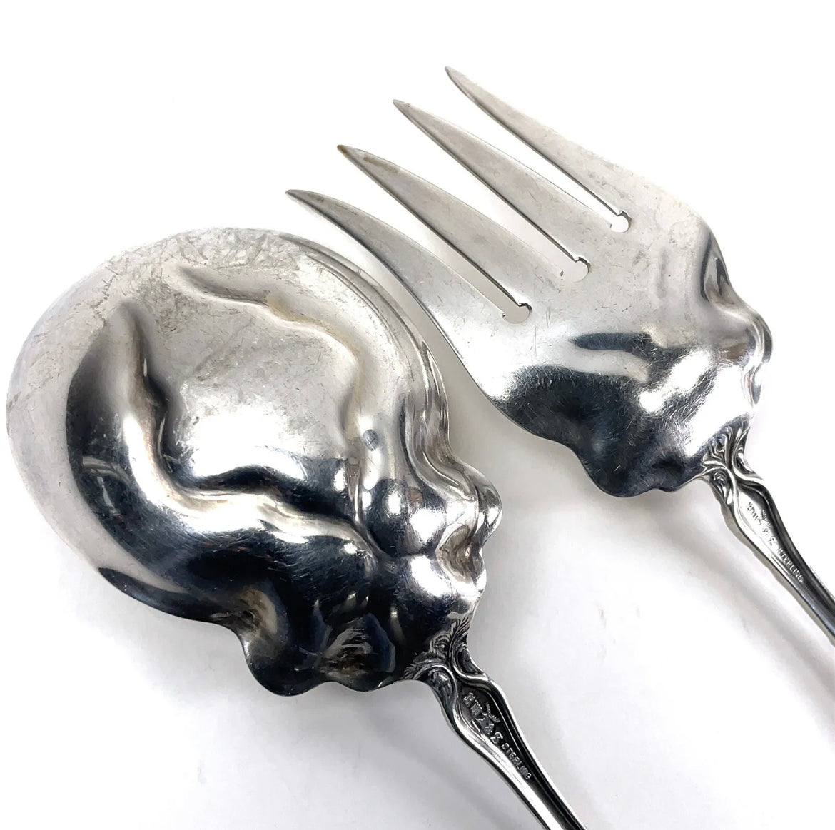 Antique Eton by Wallace & Sons Sterling Silver Meat Fork, Serving Spoon 7.16 oz