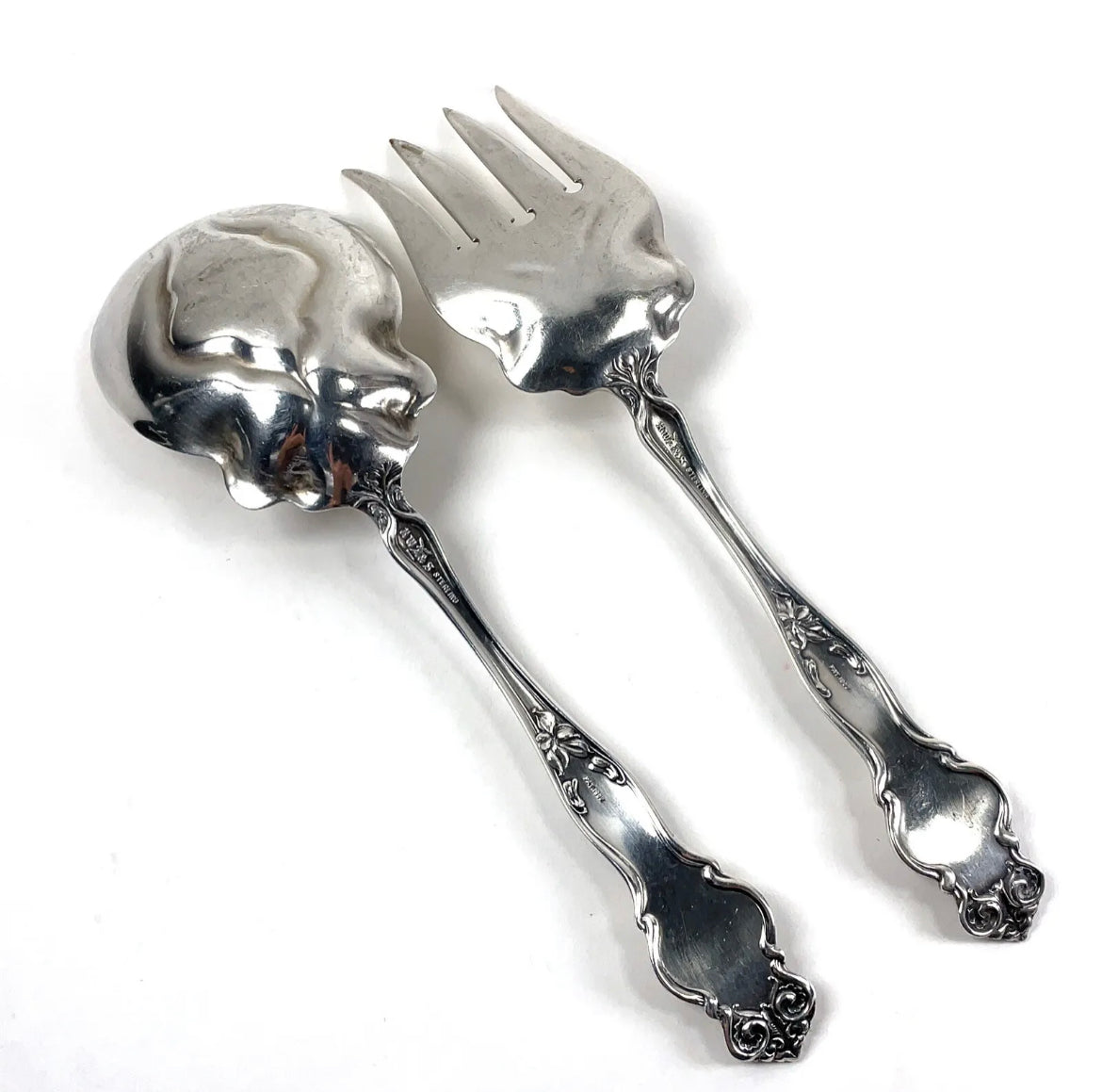 Antique Eton by Wallace & Sons Sterling Silver Meat Fork, Serving Spoon 7.16 oz