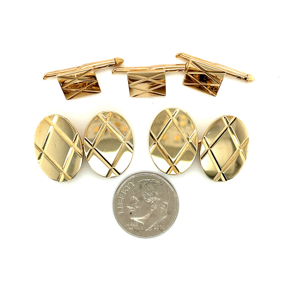 Vintage 14k Tiffany & Co Tuxedo Stud and Cuff Link Set 16g