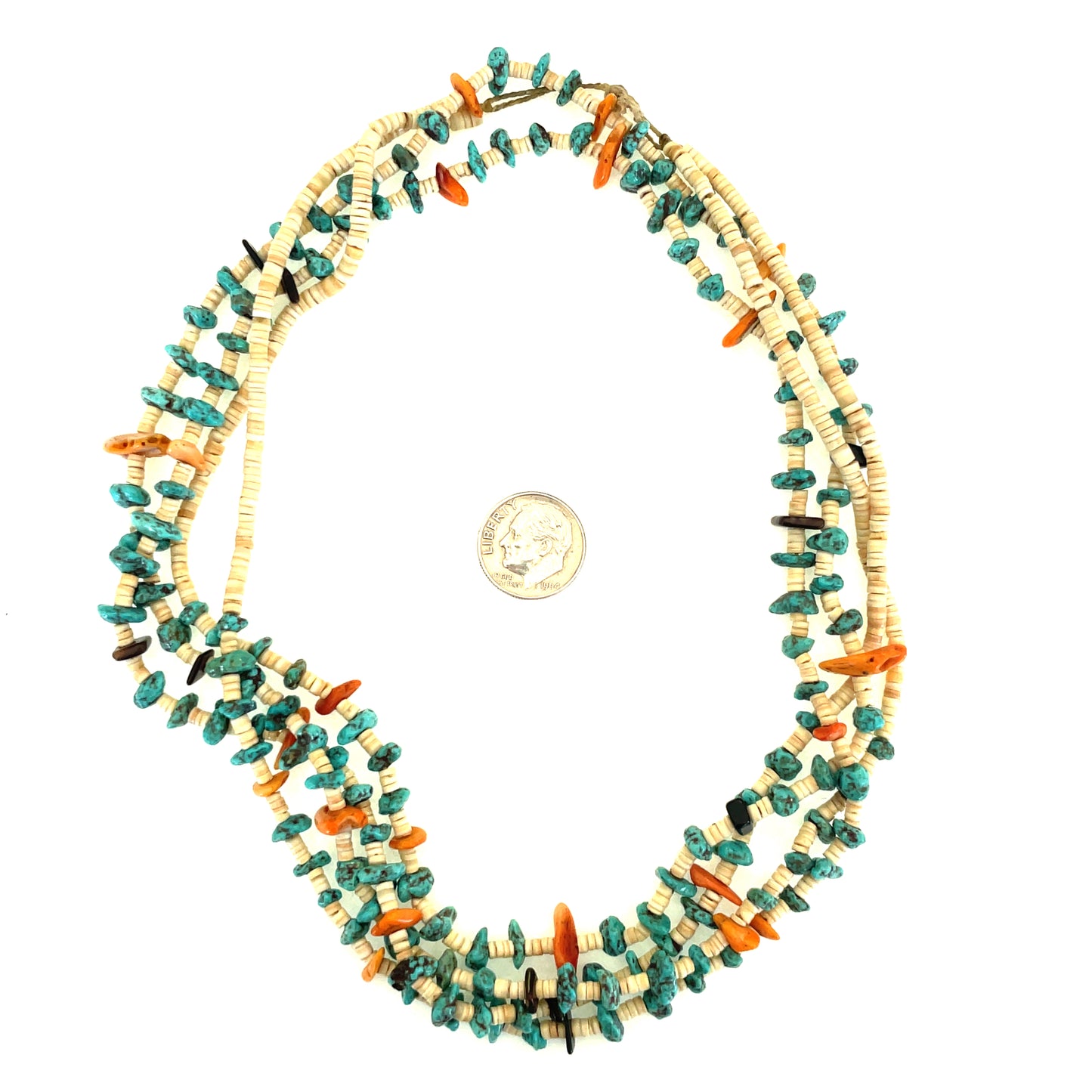 Vintage Southwestern Turquoise and Shell Heishi Necklace