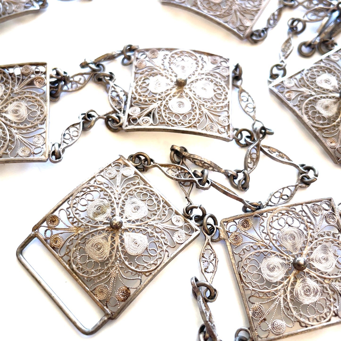 Antique Victorian Filigree Silver Plated Belt 39 3/4”