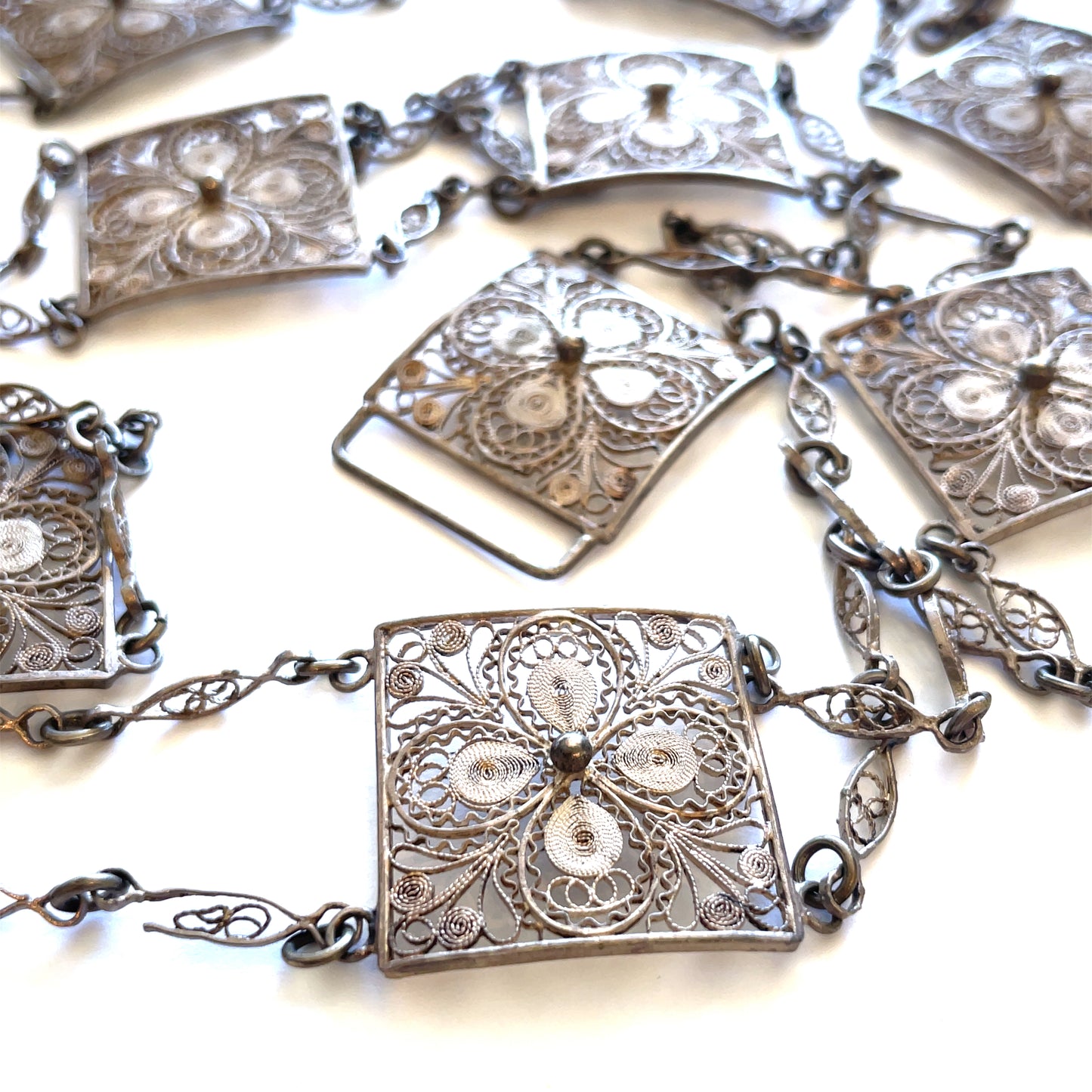 Antique Victorian Filigree Silver Plated Belt 39 3/4”