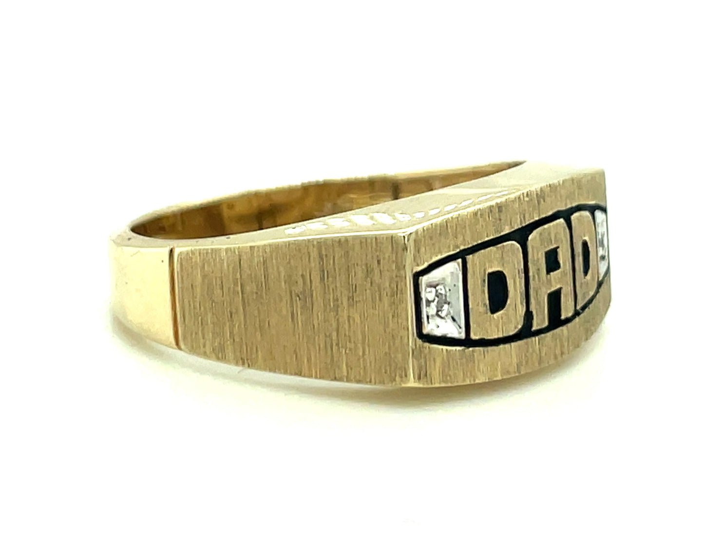 10k Yellow Gold and Diamond Dad Ring 4.2 grams Size 10