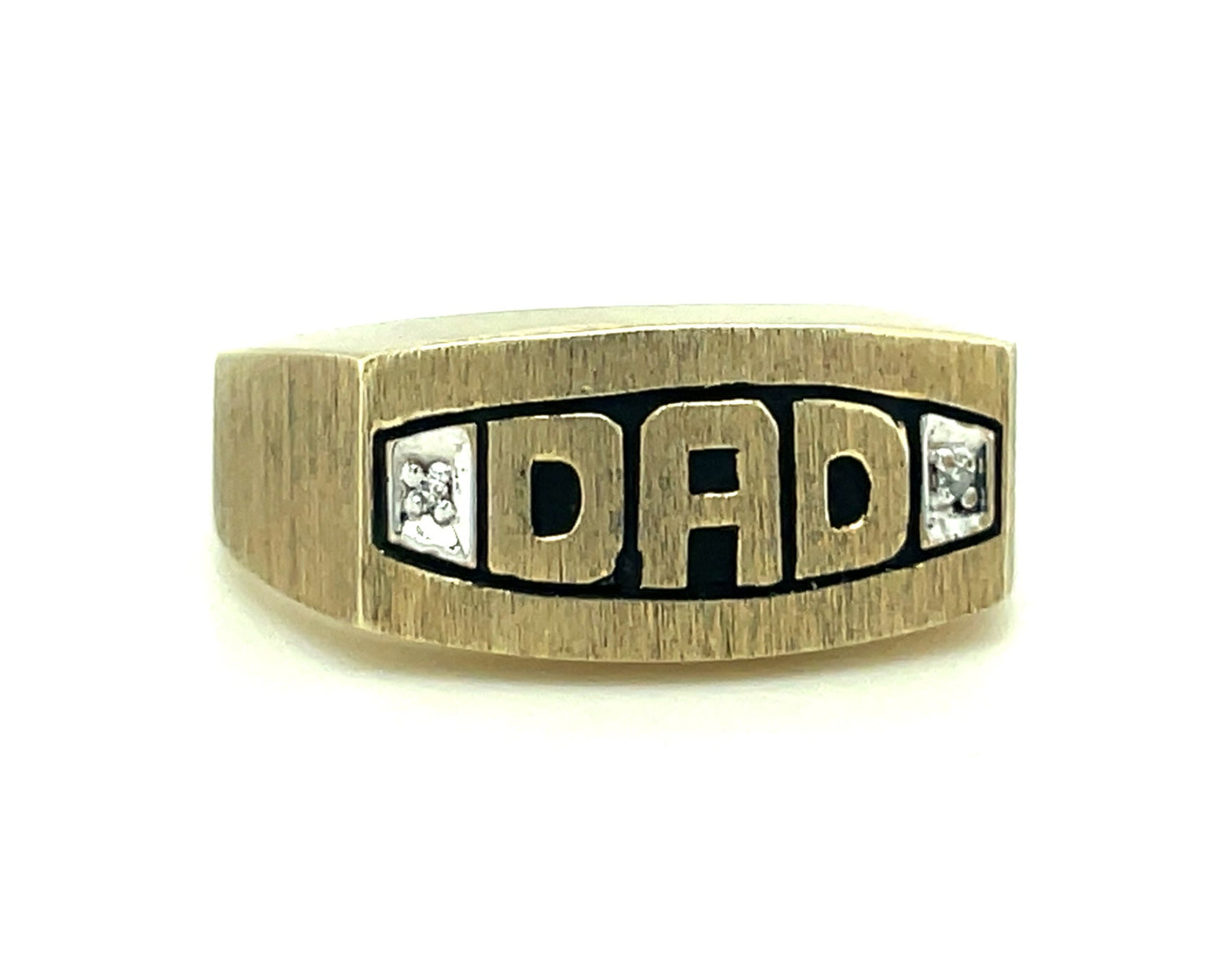 10k Yellow Gold and Diamond Dad Ring 4.2 grams Size 10