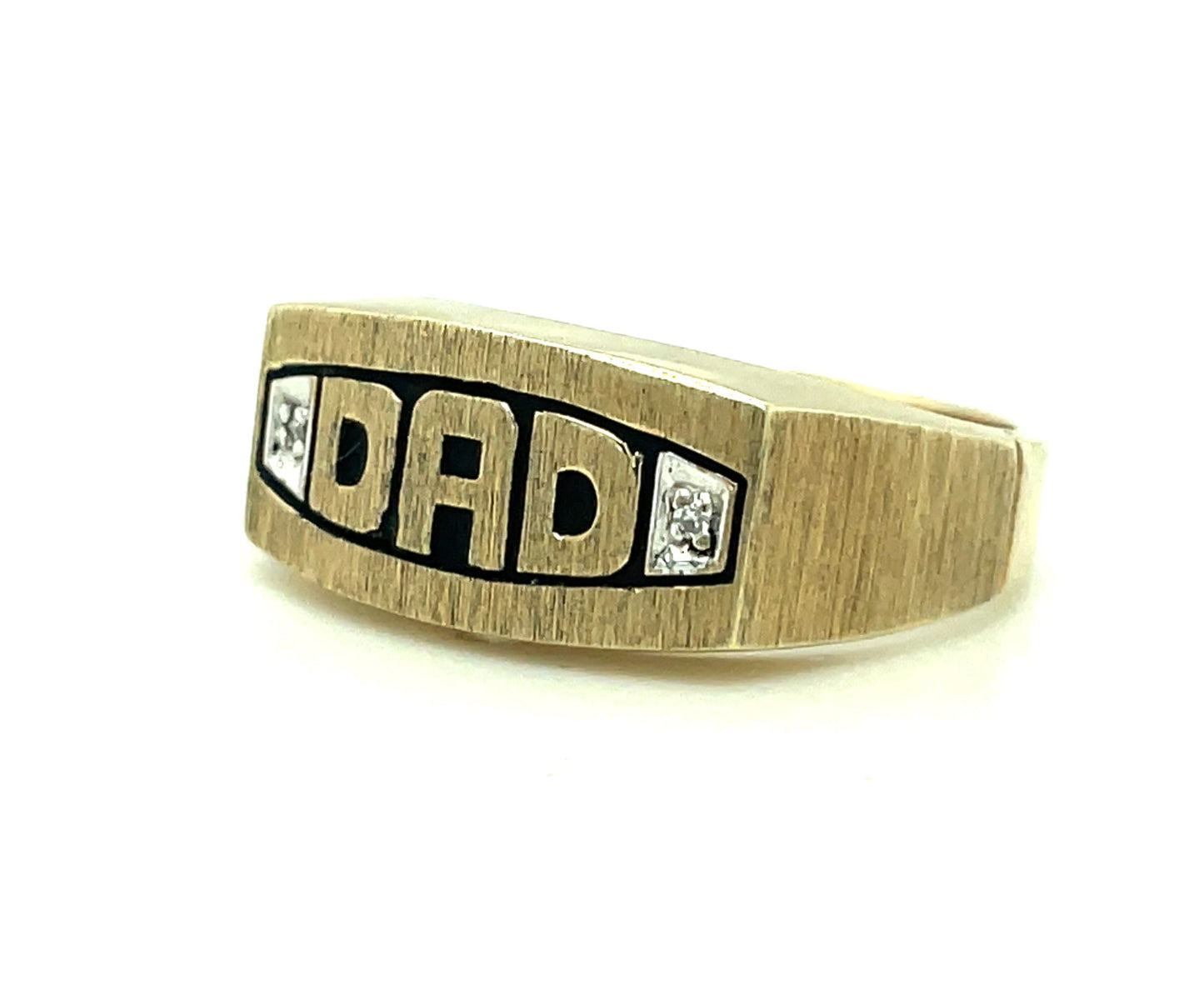 10k Yellow Gold and Diamond Dad Ring 4.2 grams Size 10