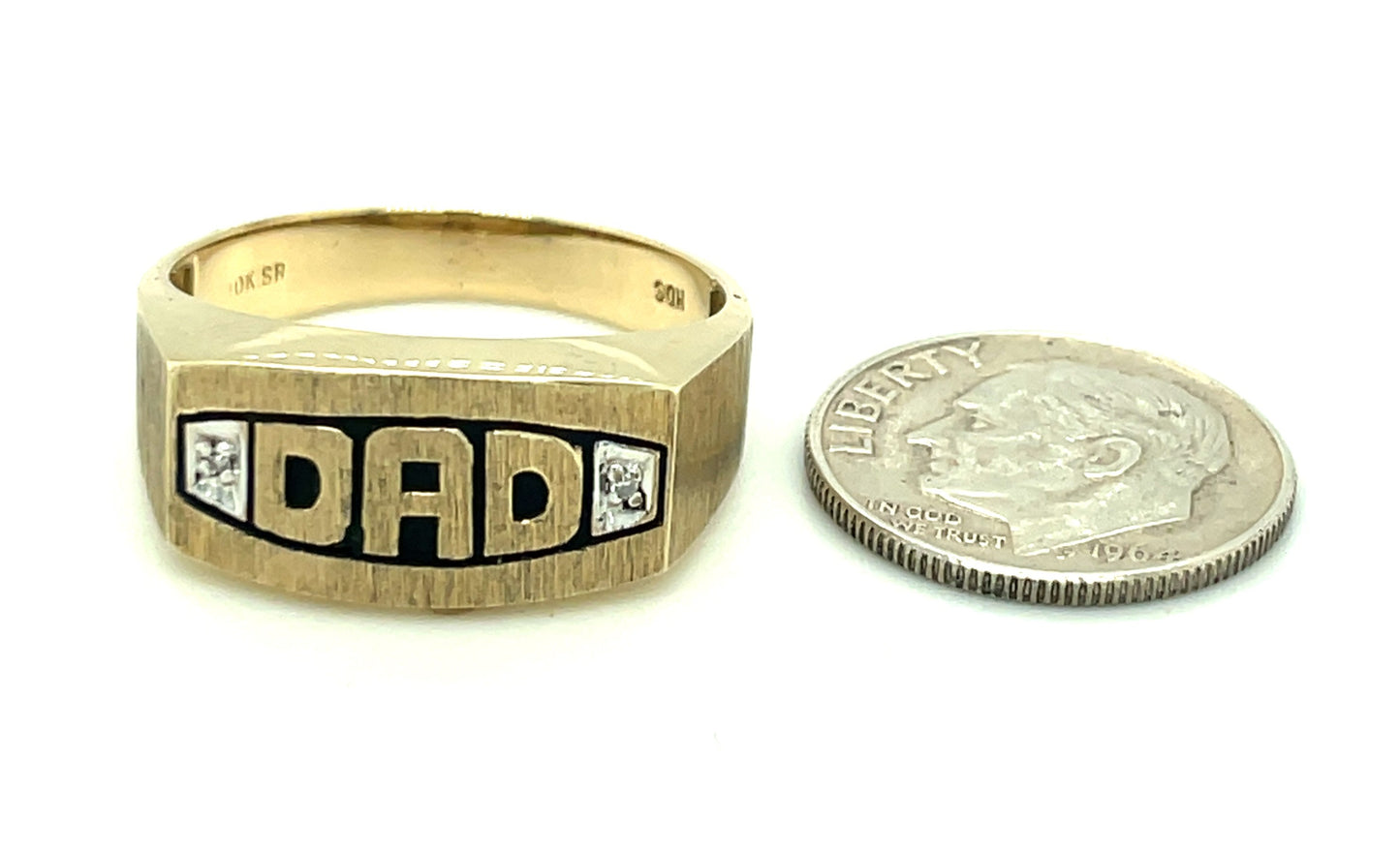 10k Yellow Gold and Diamond Dad Ring 4.2 grams Size 10