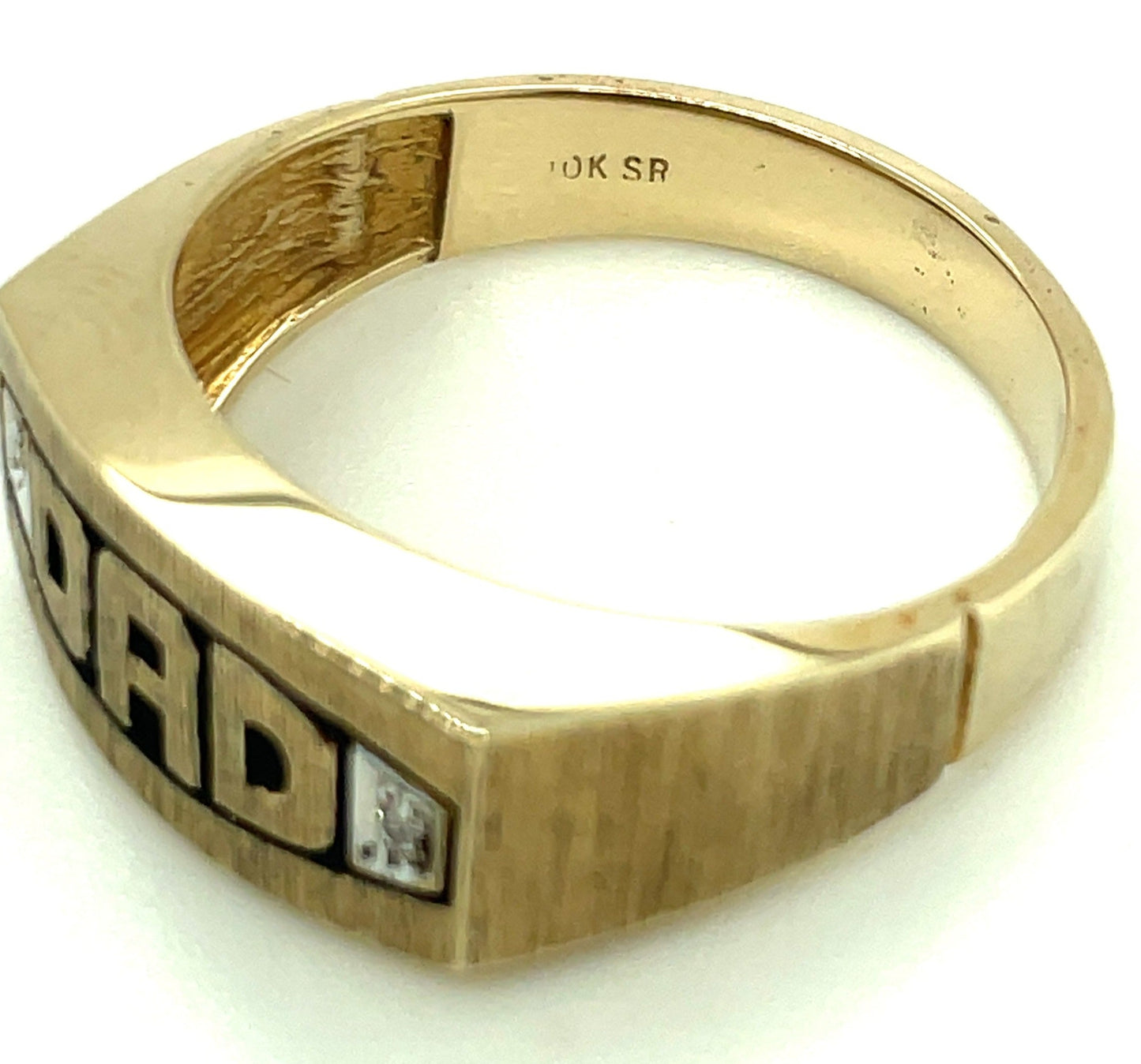 10k Yellow Gold and Diamond Dad Ring 4.2 grams Size 10