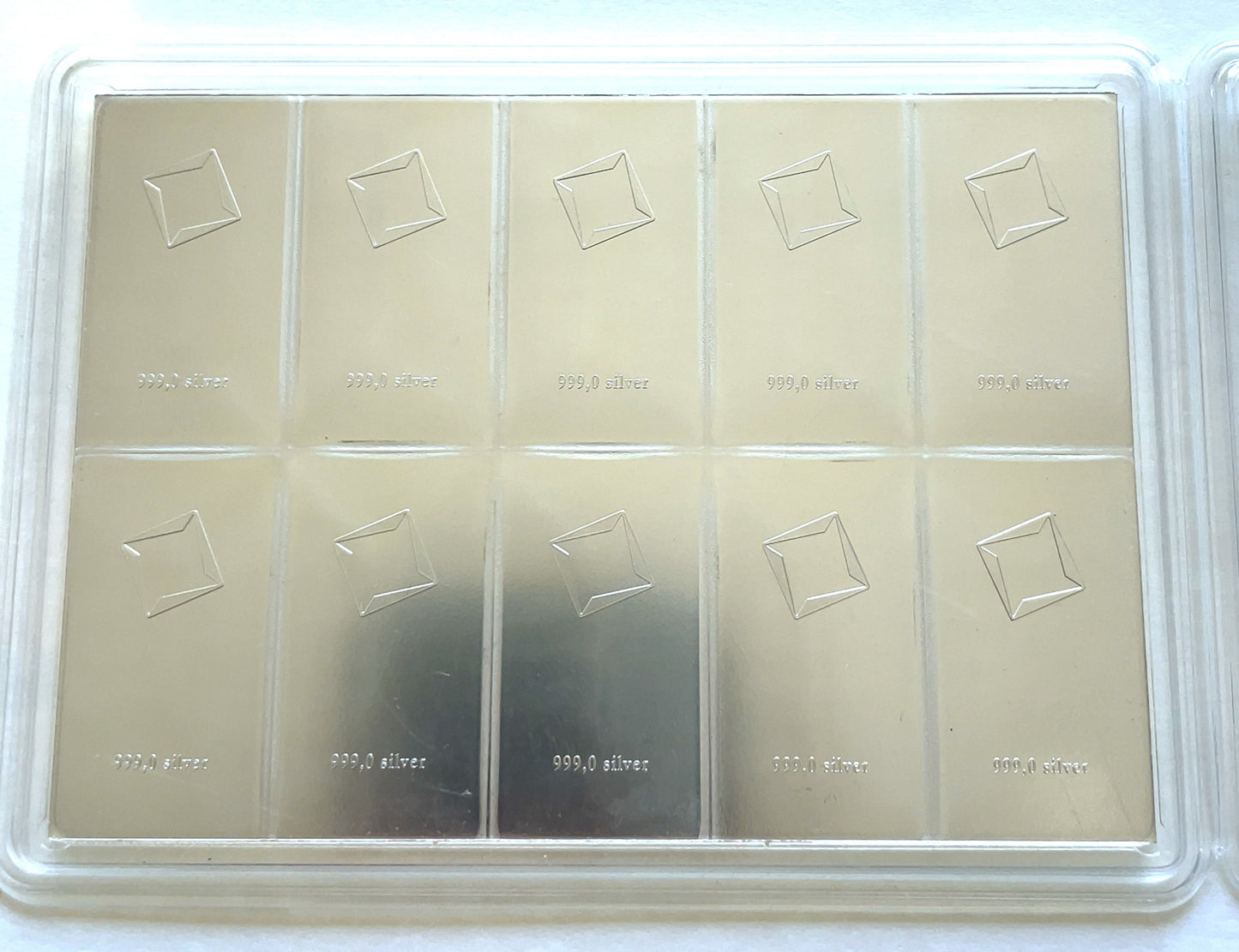 Valcambi Suisse 999 100g Fine Silver CombiBar 10 x 10 g Assay Card Break Apart