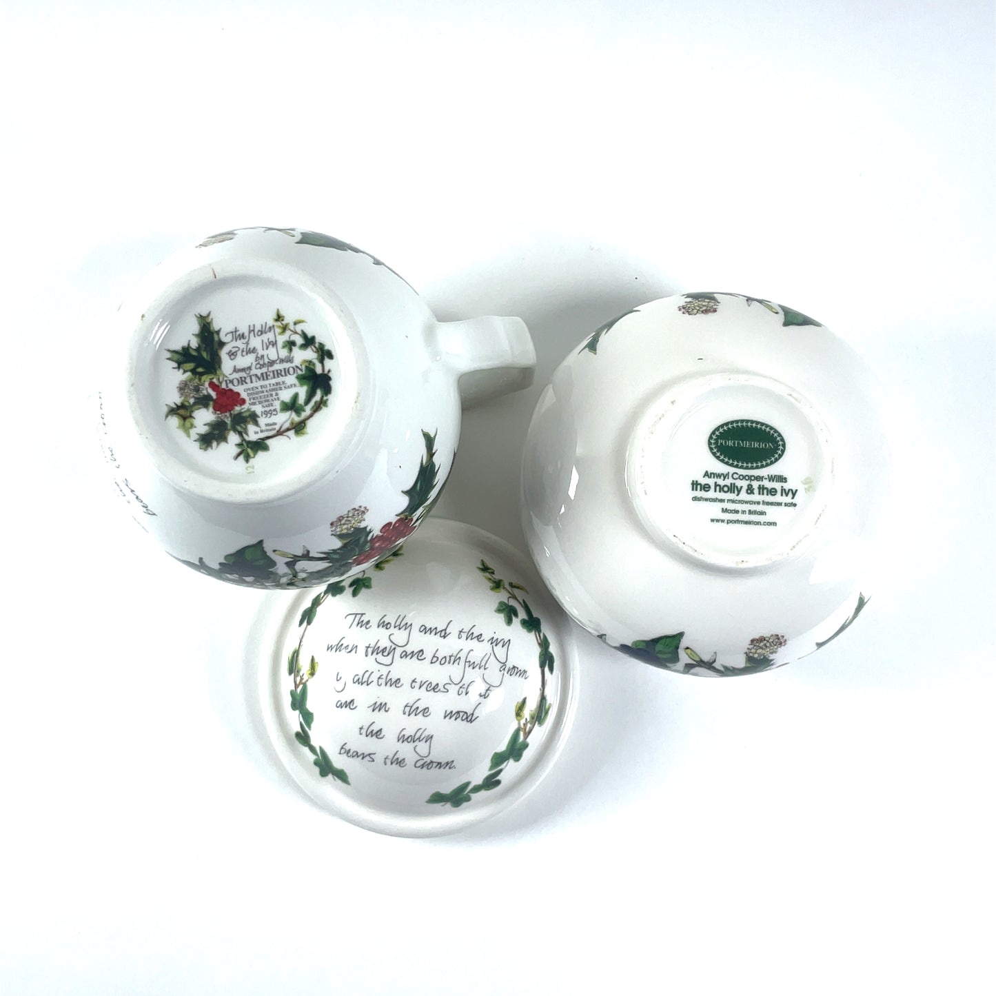 Portmeirion The Holly & The Ivy Cream and Sugar Anwyl Cooper-Willis Made in Britain