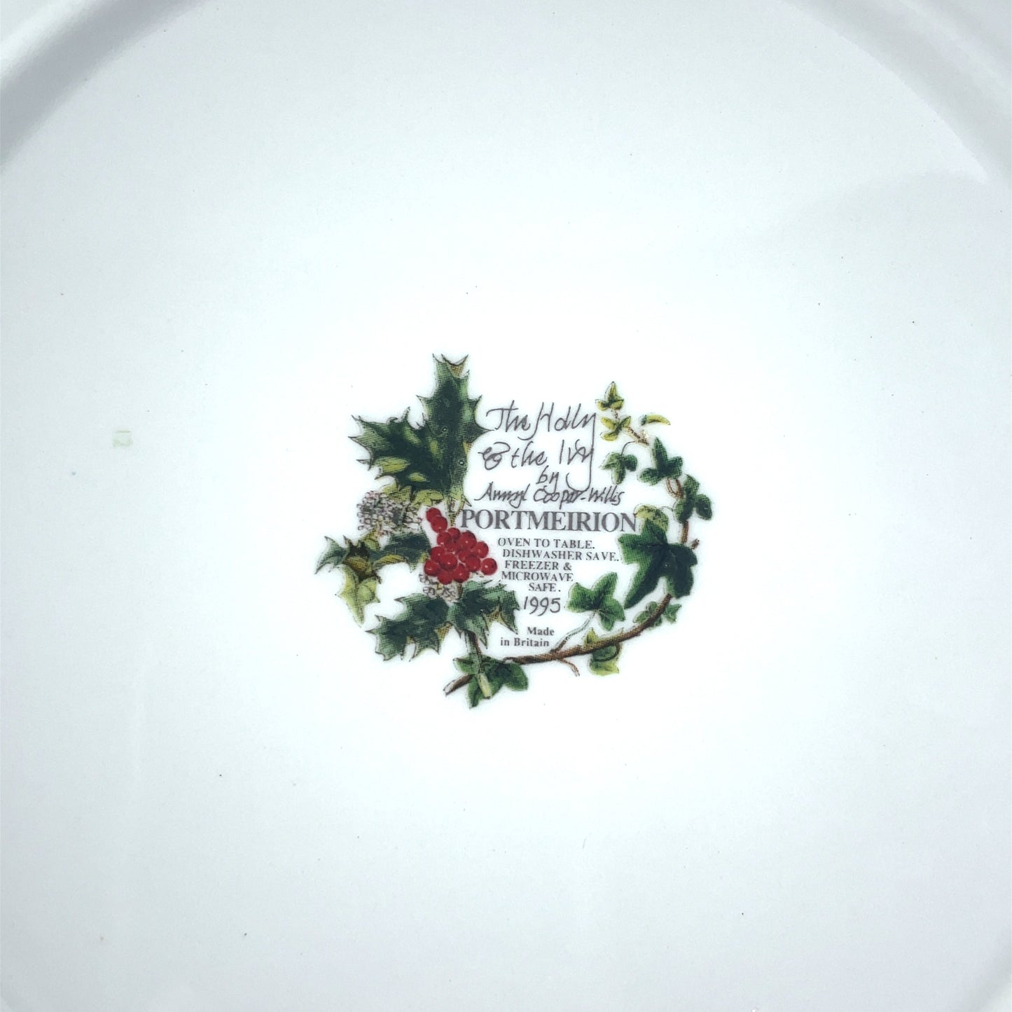 Portmeirion The Holly & The Ivy 8.5” Salad Plates Set of 6 Anwyl Cooper-Willis Made in Britain