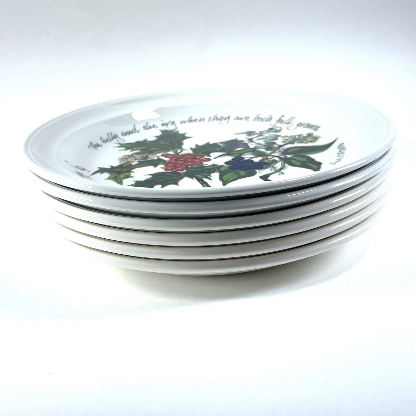 Portmeirion The Holly & The Ivy 8.5” Salad Plates Set of 6 Anwyl Cooper-Willis Made in Britain
