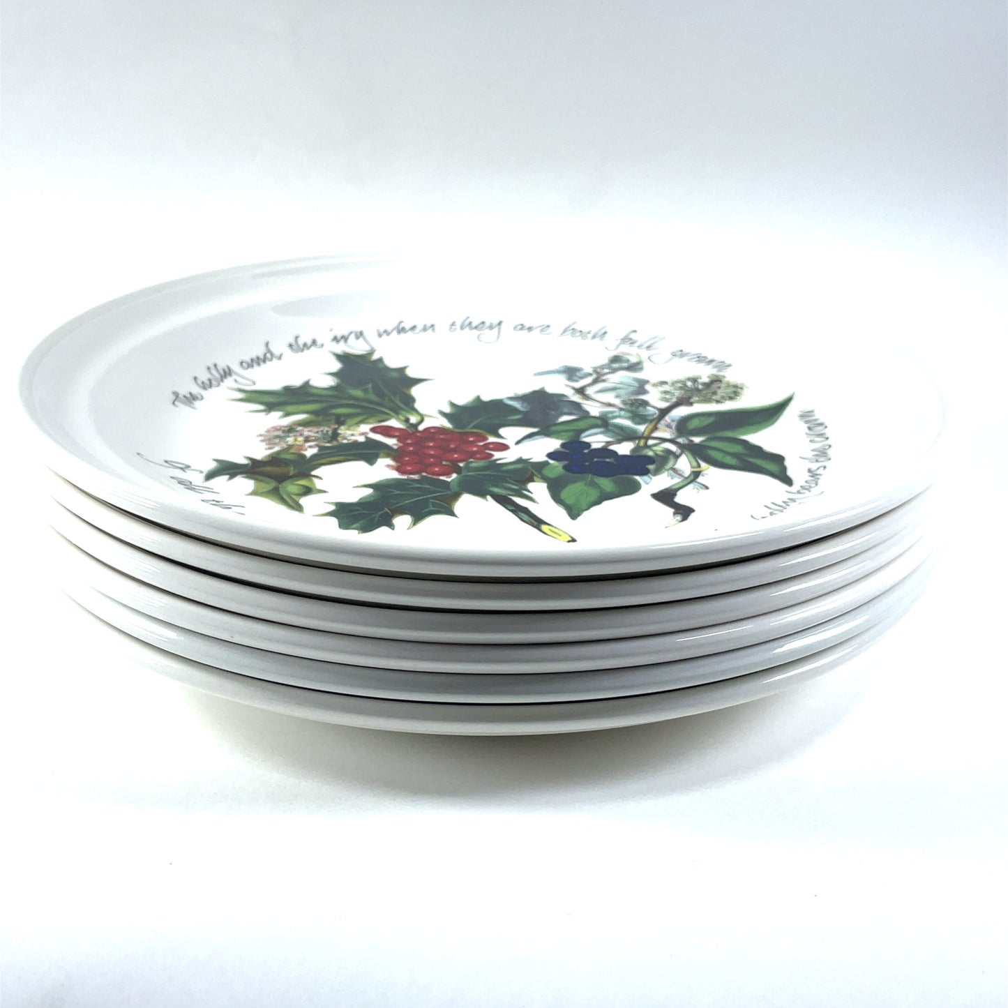 Portmeirion The Holly & The Ivy 10.5” Dinner Plates Set of 6 Anwyl Cooper-Willis Made in Britain