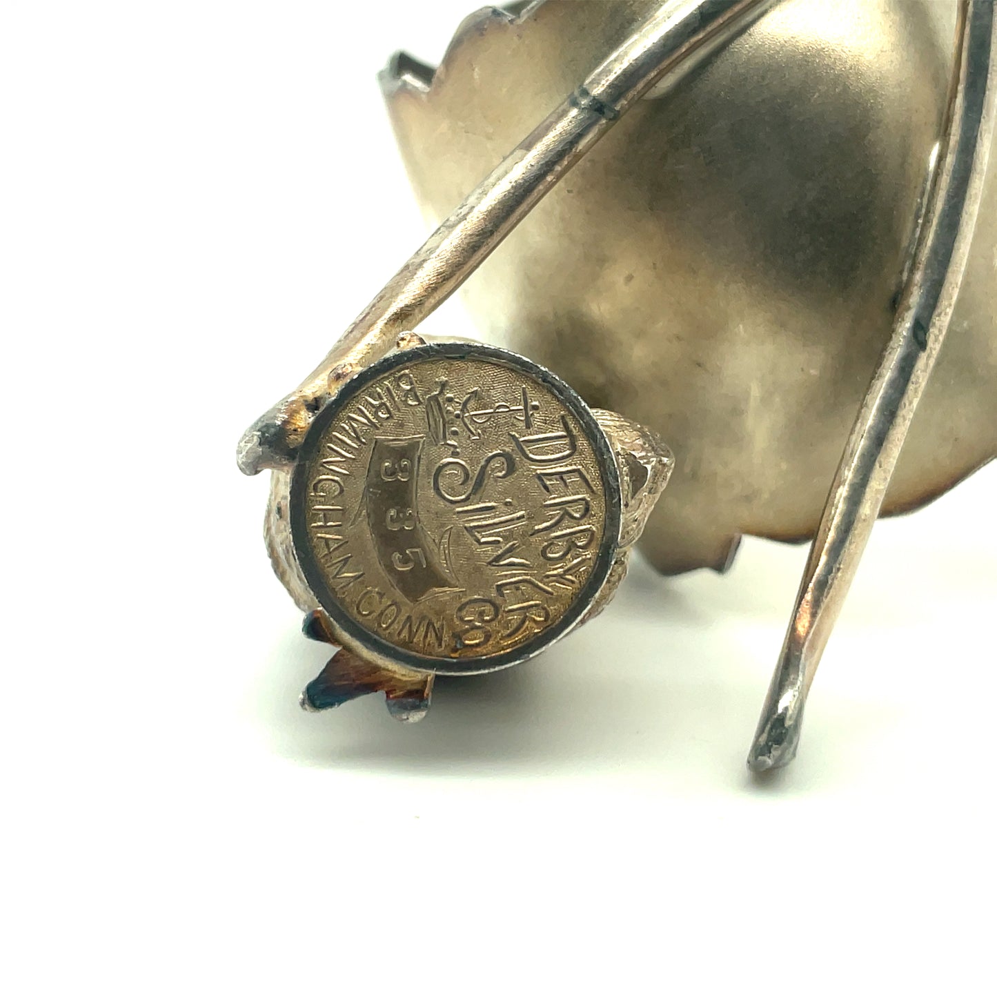Antique Derby Silver CO Silver-plate Bird Napkin Ring Best Wishes Wishbone 335