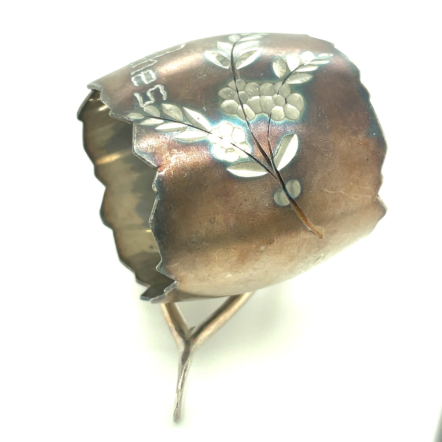 Antique Derby Silver CO Silver-plate Bird Napkin Ring Best Wishes Wishbone 335