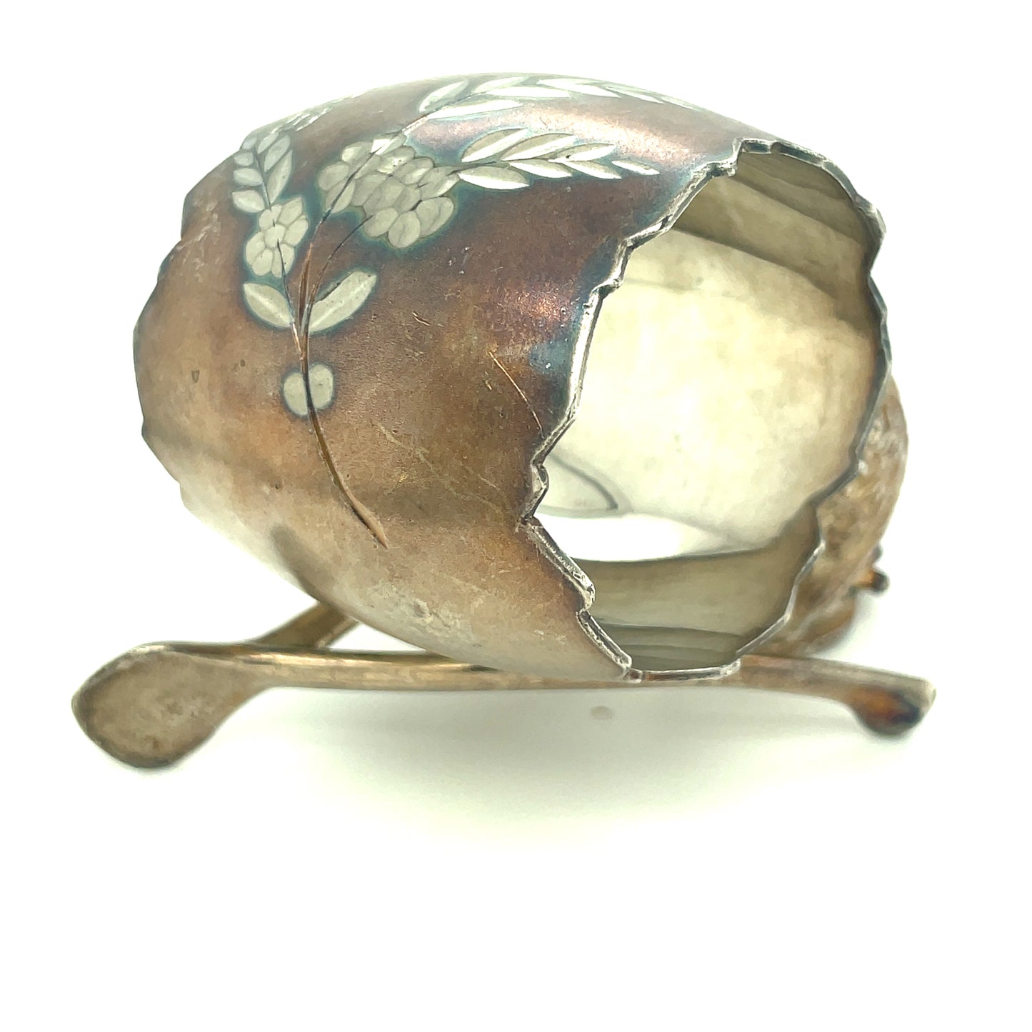 Antique Derby Silver CO Silver-plate Bird Napkin Ring Best Wishes Wishbone 335