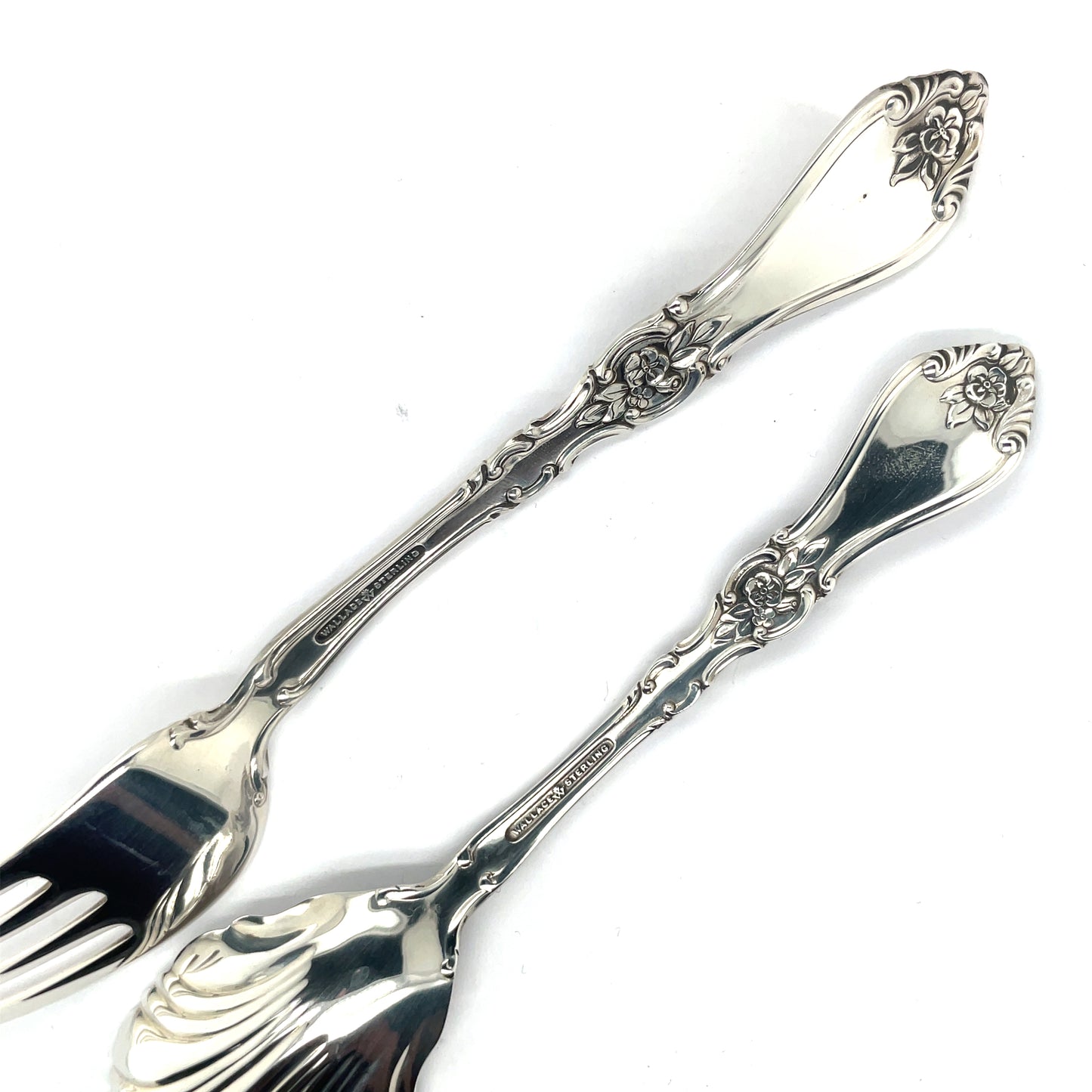 Wallace Royal Rose Sterling Silver Fork And Sugar Spoon No Mono