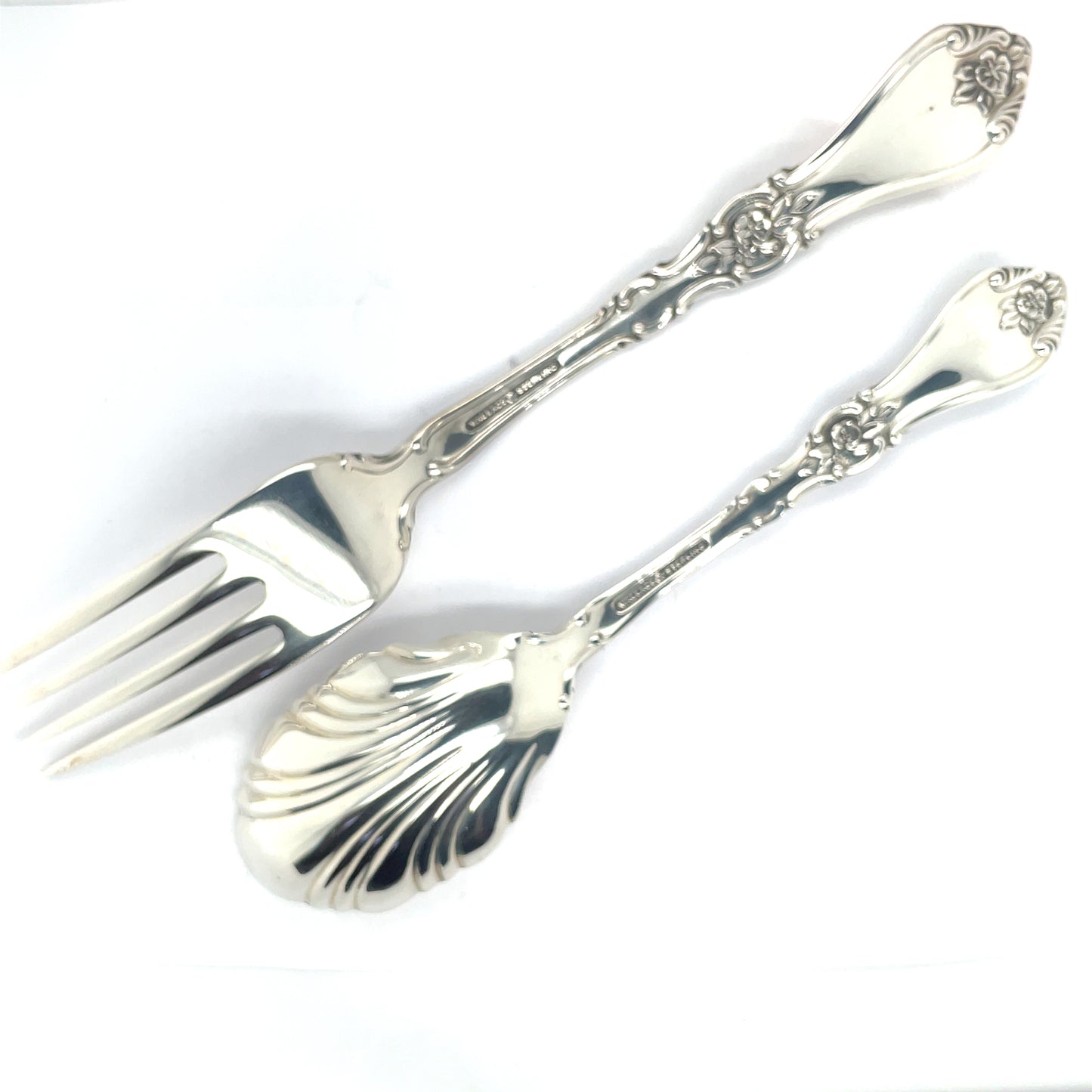 Wallace Royal Rose Sterling Silver Fork And Sugar Spoon No Mono