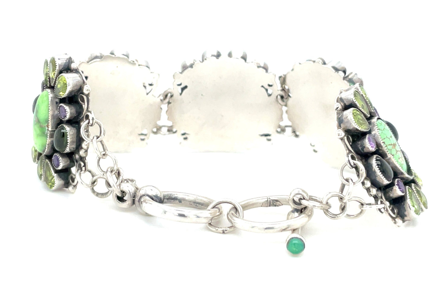 Leo Feeney Sterling Silver Turquoise Amethyst Green Citrine Peridot Bracelet