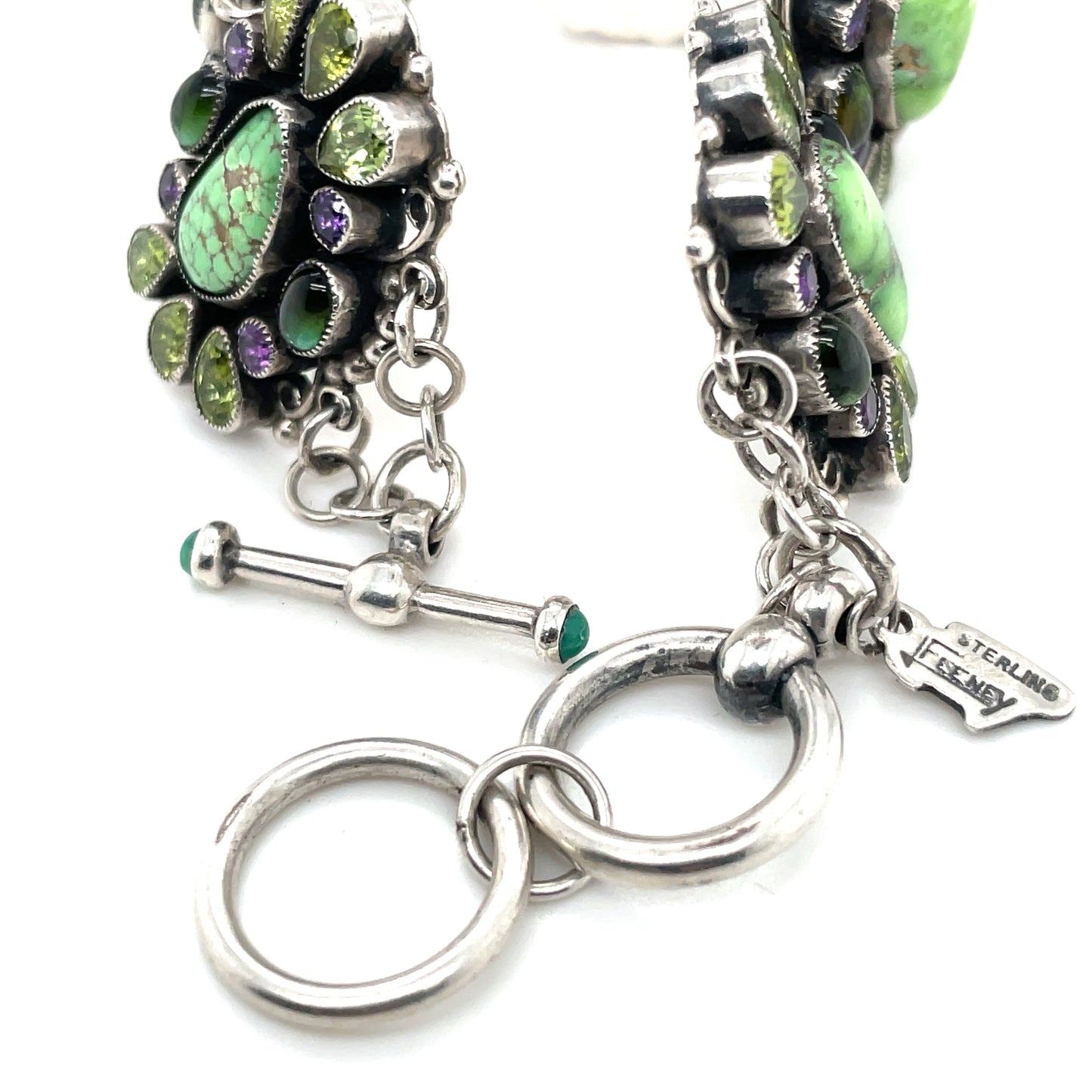 Leo Feeney Sterling Silver Turquoise Amethyst Green Citrine Peridot Bracelet