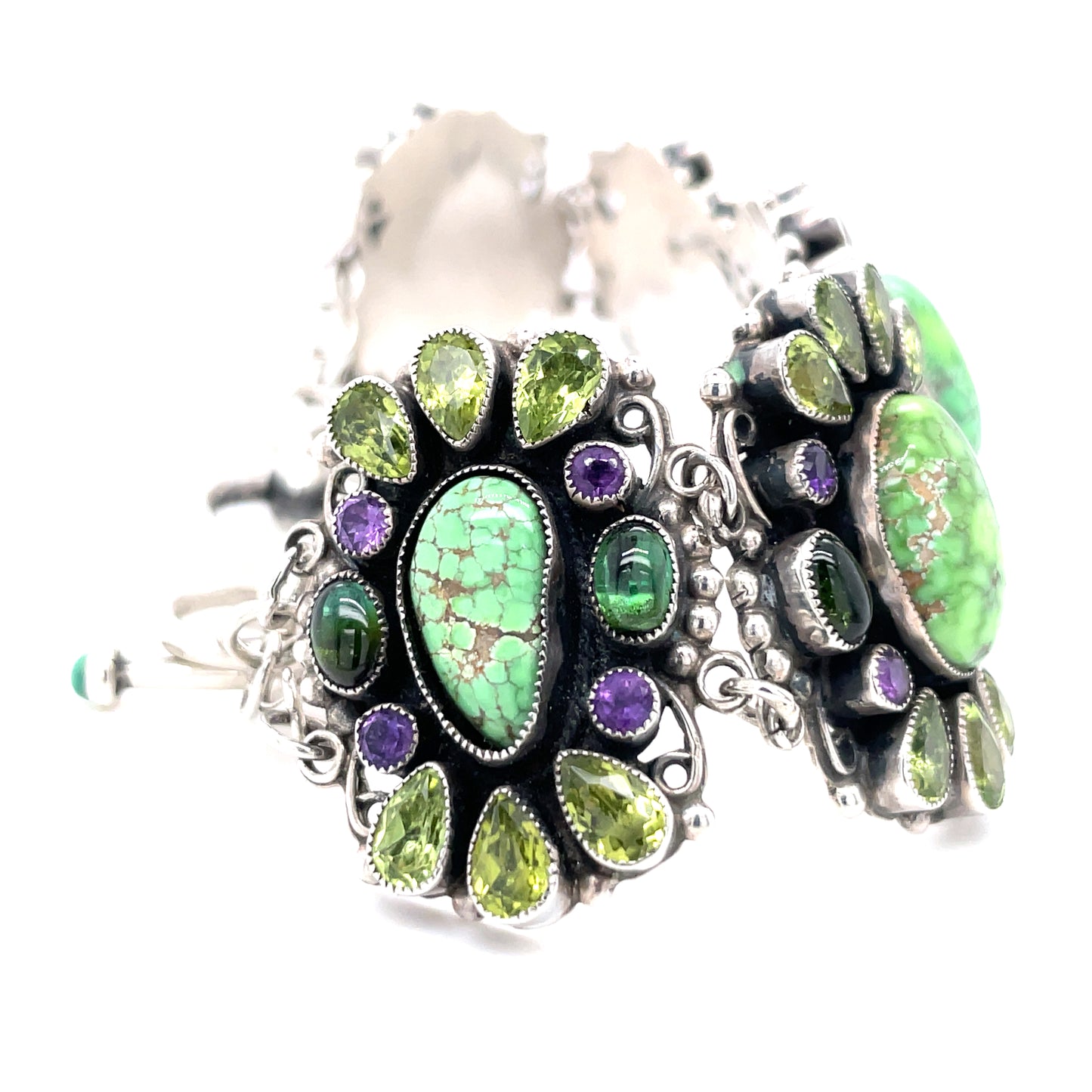 Leo Feeney Sterling Silver Turquoise Amethyst Green Citrine Peridot Bracelet