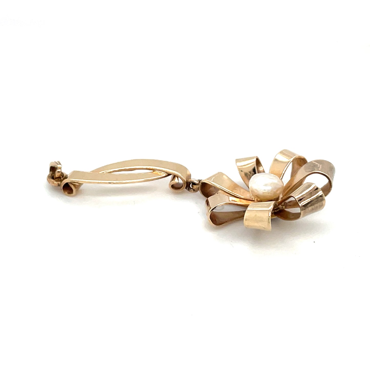 Vintage 12k Gold Pearl Flower Pendant