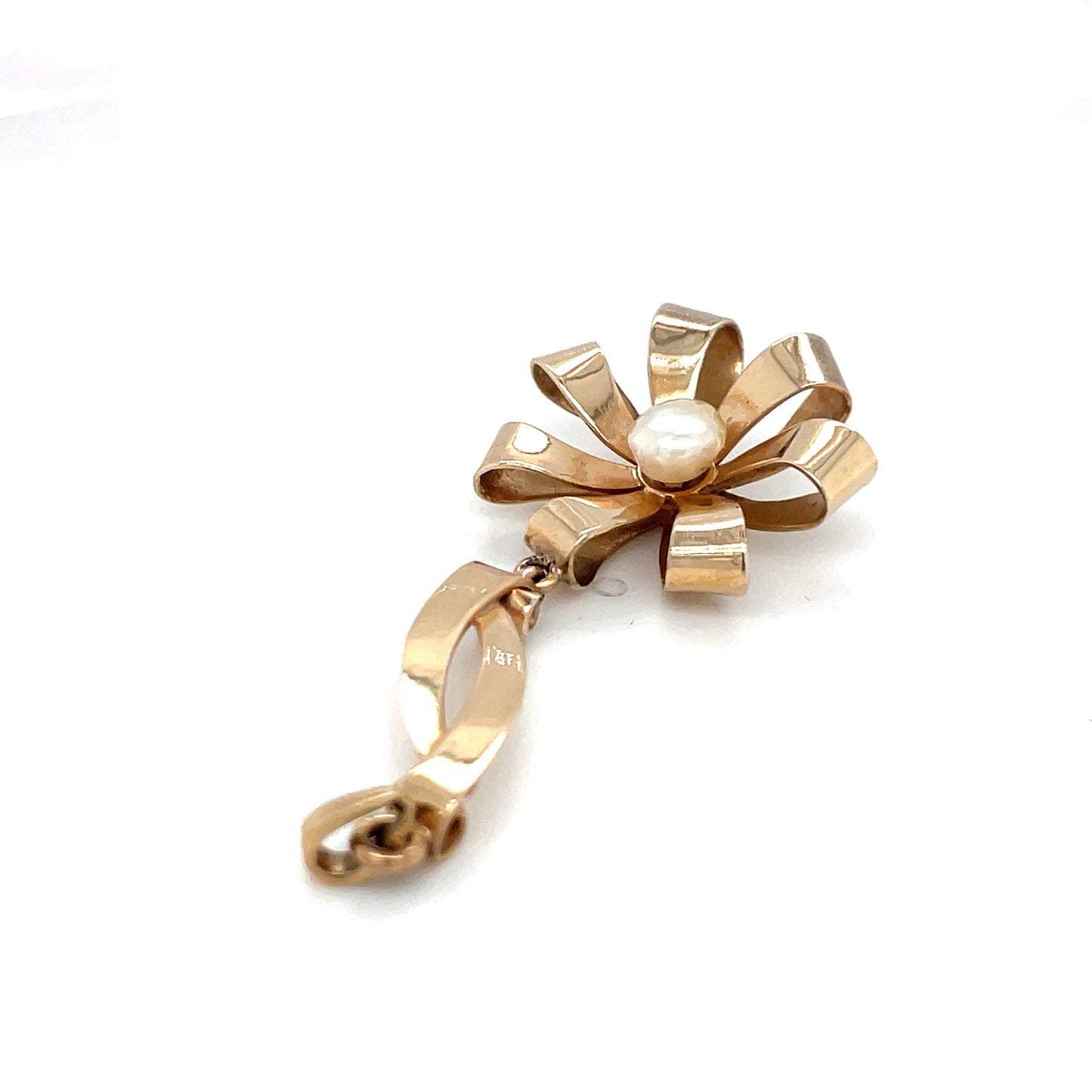 Vintage 12k Gold Pearl Flower Pendant