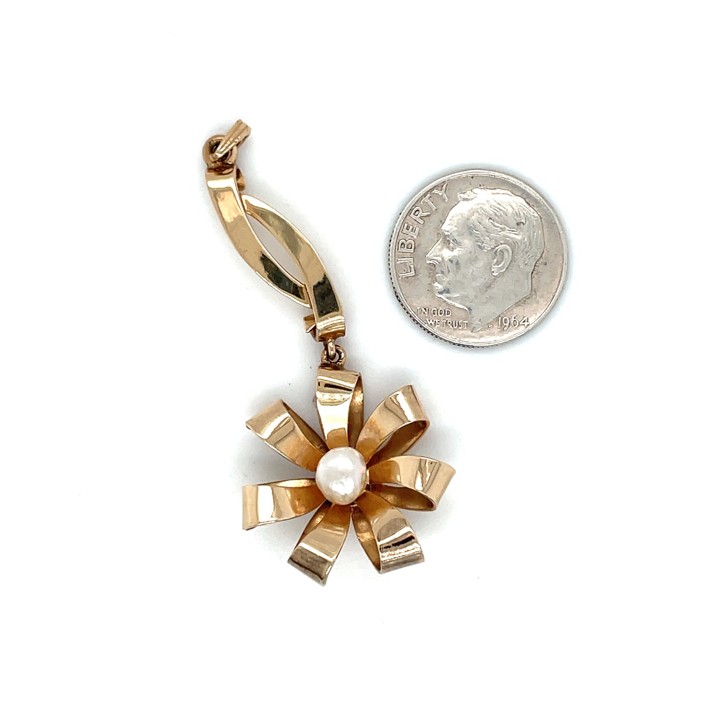 Vintage 12k Gold Pearl Flower Pendant