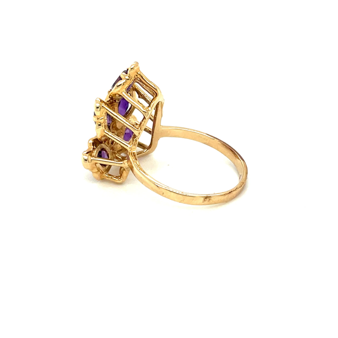 Vintage 10k Yellow Gold Amethyst and Diamond Ring Size 6