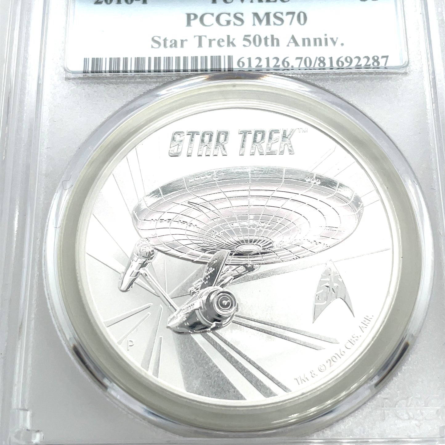 2016-P TUVALU First Strike Star Trek 50th Anniversary 1 oz Silver PCHS MS70