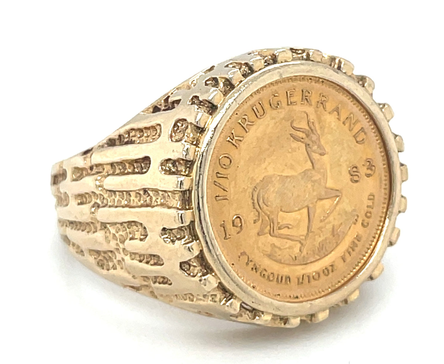 Vintage 1/10 Krugerrand 14k Gold Ring 1983 Size 9