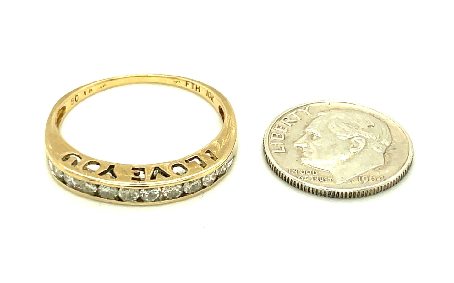 Vintage 10k and Diamond I Love You Ring Size 9 3/4