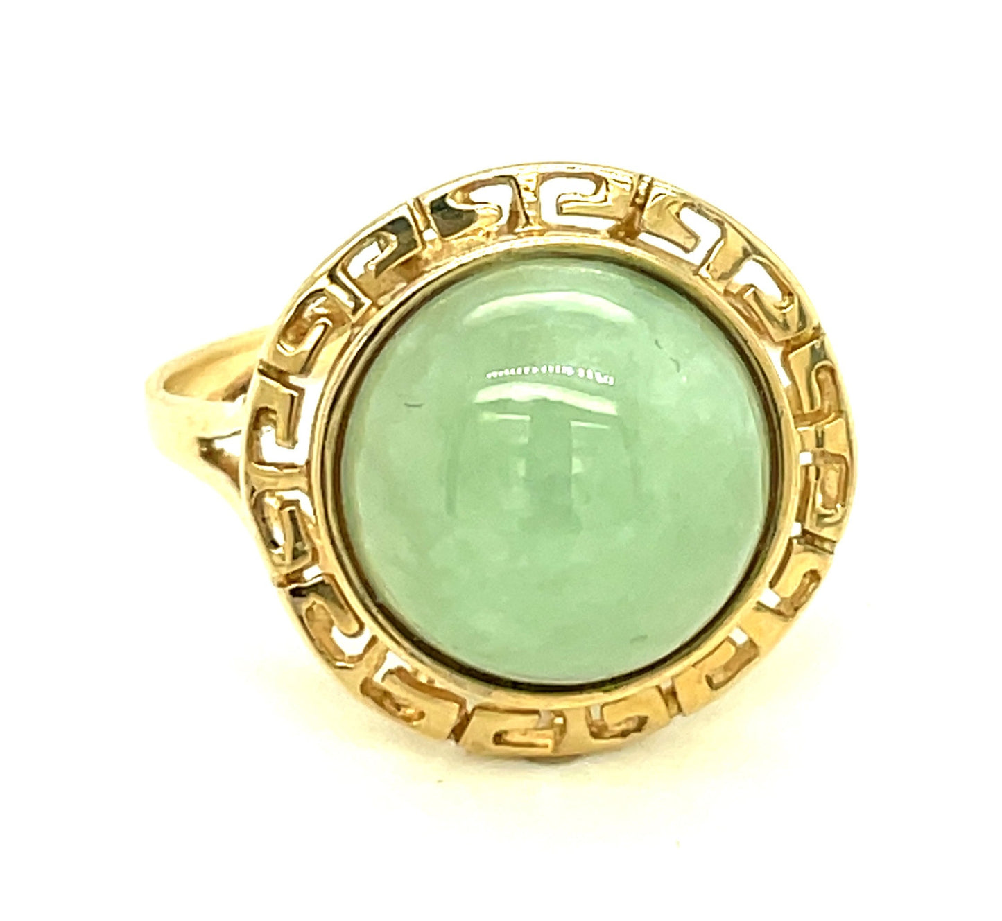 Vintage 14k Yellow Gold and Jade Filigree Ring Size 9 1/4