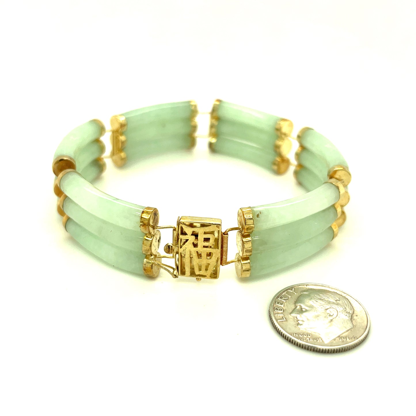 Vintage 14k Yellow Gold and Jade Bracelet