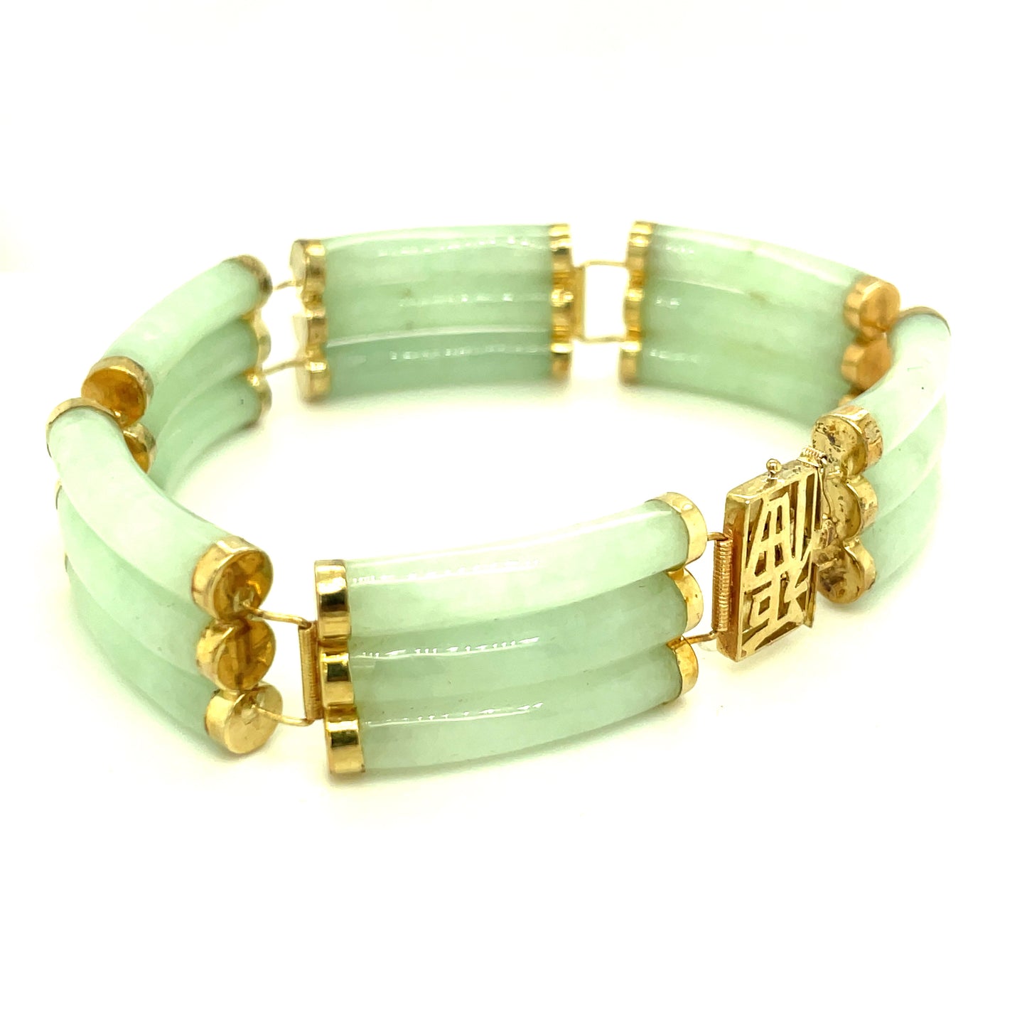 Vintage 14k Yellow Gold and Jade Bracelet