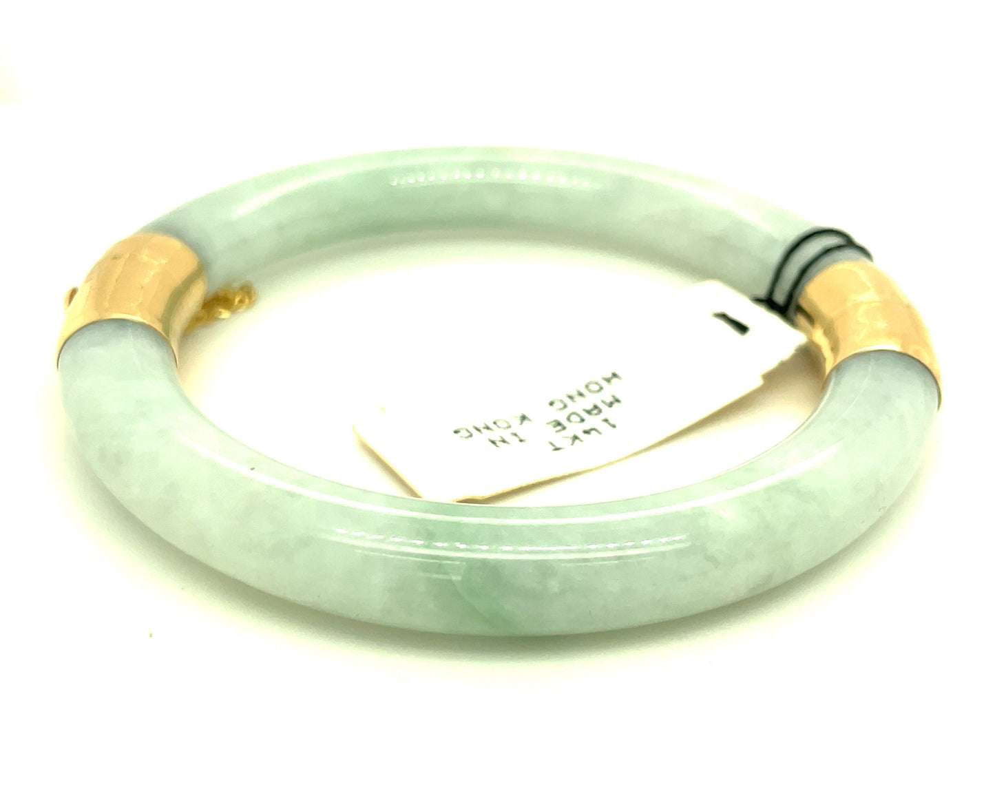 14k Yellow Gold and Jade Bangle Bracelet with Clasp