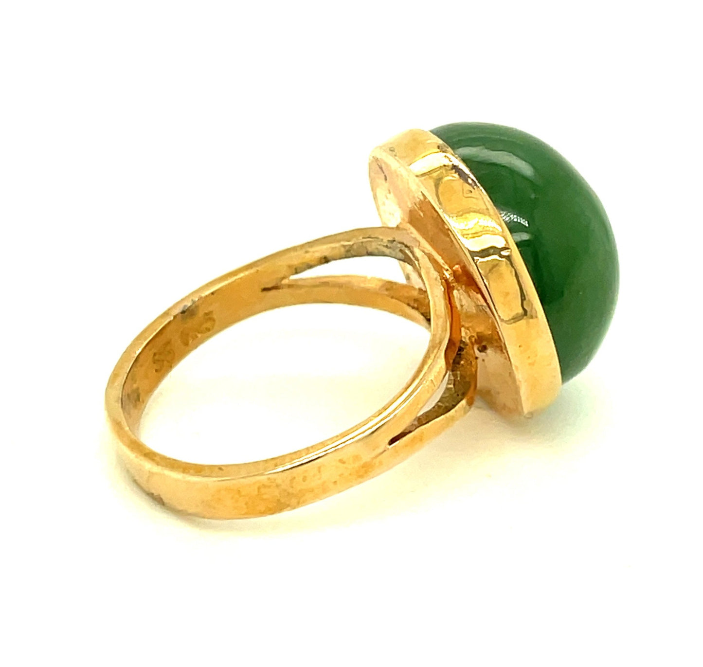Vintage Moss Colored Green Quartz and Sterling Silver Ring Size 5 1/2"