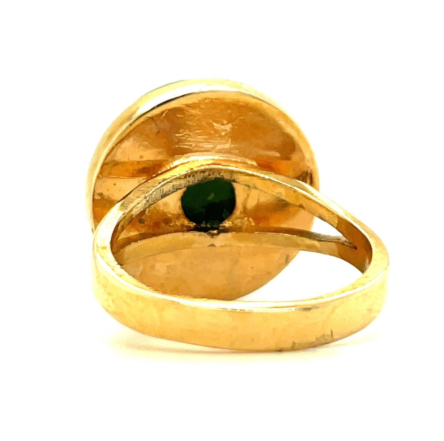 Vintage Moss Colored Green Quartz and Sterling Silver Ring Size 5 1/2"